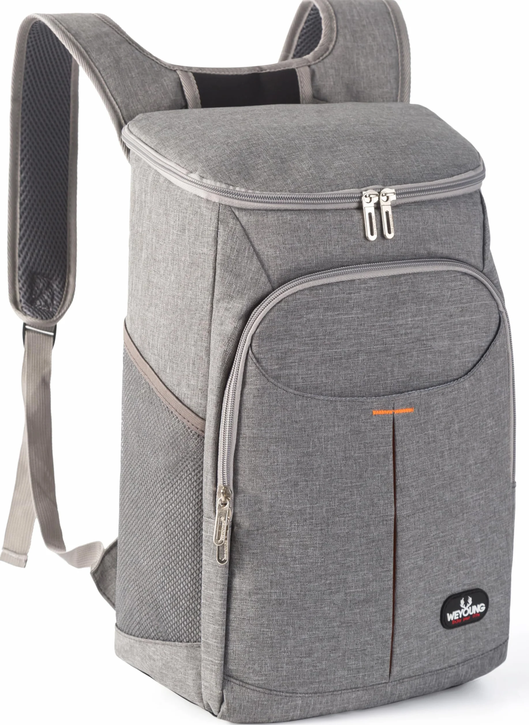 Plecak chłodzący 25 l, torba chłodząca, torba piknikowa, duża, izolowana, torba chłodząca, na piknik, BBQ, kemping, wycieczki, zakupy, kolor szary