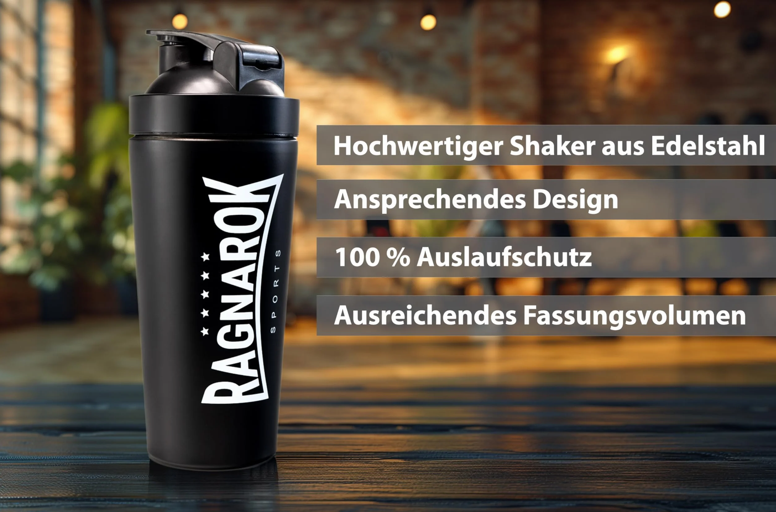 RAGNAROK Stal szlachetna shaker Protein 750 ml metalowy shaker butelka na napoje z kulką Sport Fitness