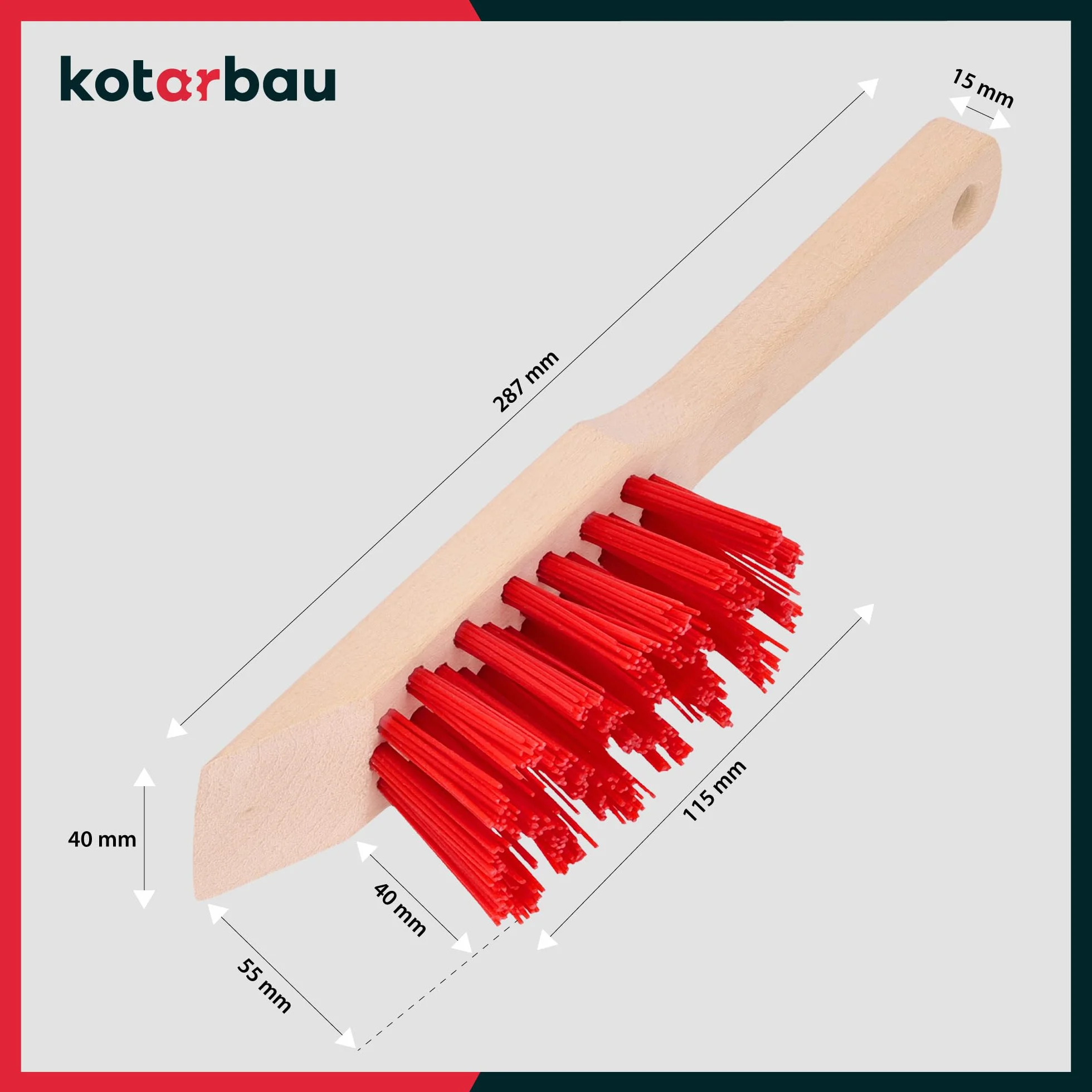 KOTARBAU® Szczotka do czyszczenia kosiarek Drewno i nylon 300 mm