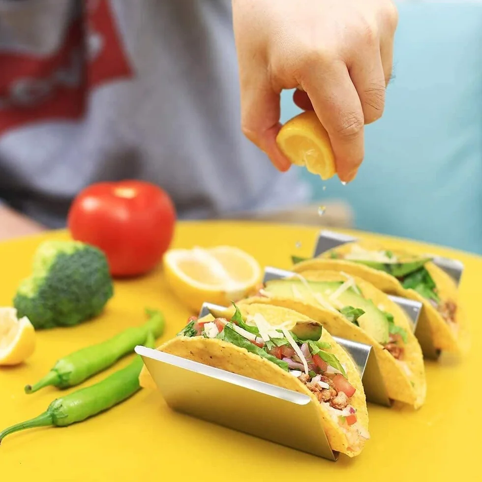 Stojak na tacę ze stali nierdzewnej Taco Rack 2 sztuki falisty kształt do zmywarki i piekarnika