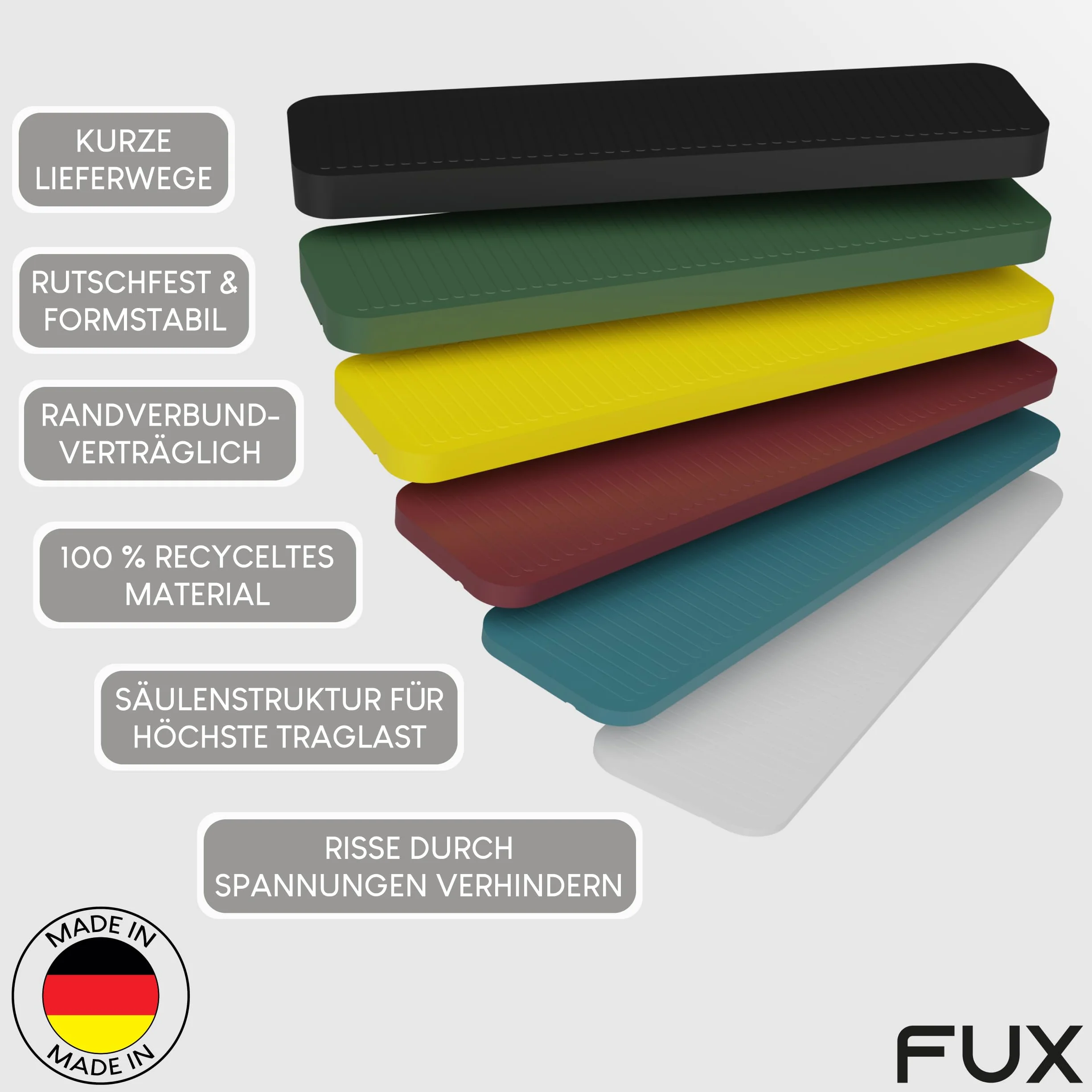 FUX 300 sztuk podkładek dystansowych SET 100 mm x 24 mm x 1 mm-6 mm | Wyprodukowane w Niemczech | Podkładki, podkładki dystansowe z tworzywa sztucznego, podkładki dystansowe