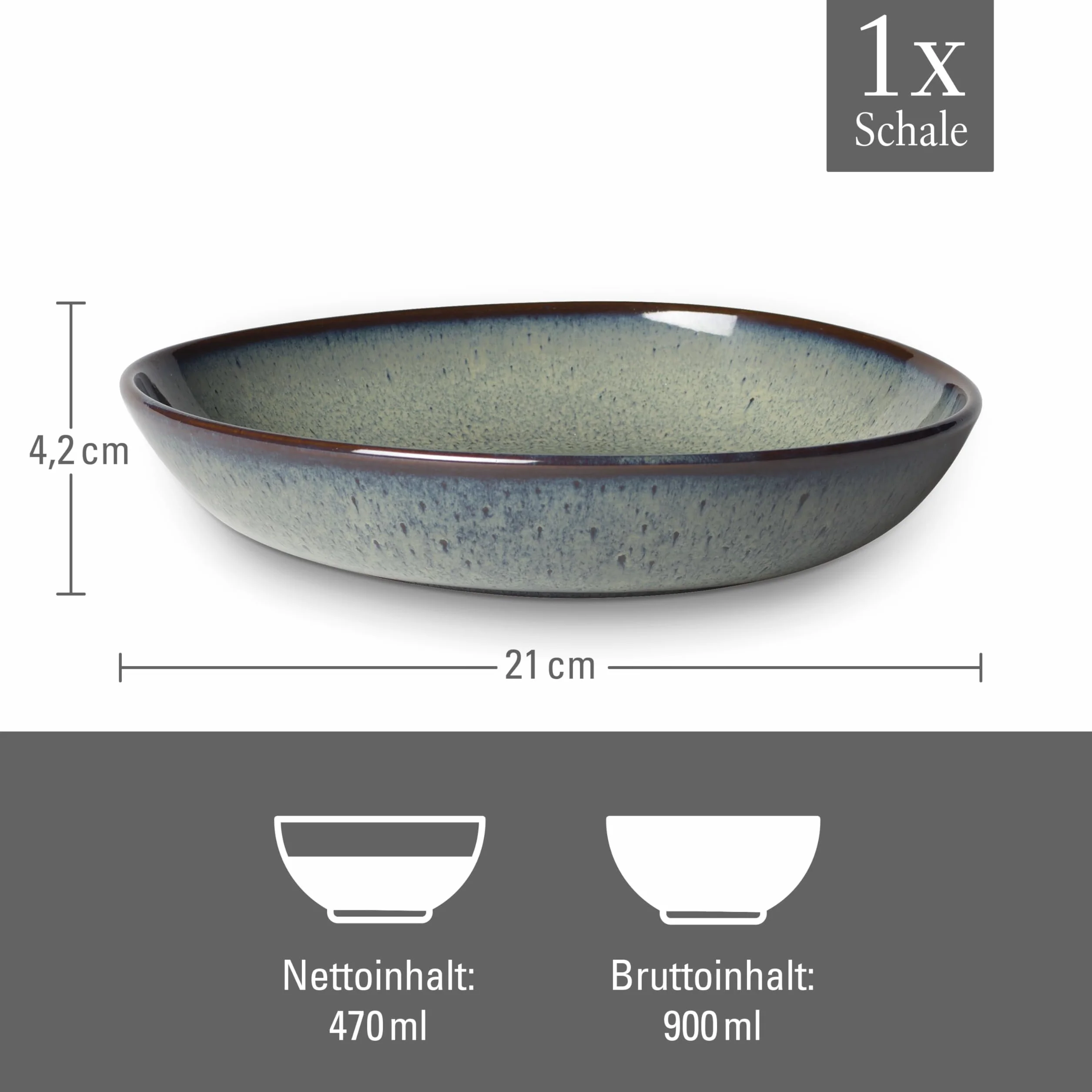 Villeroy & Boch Lave Kubek Miska mała 22x21x4,2cm szary