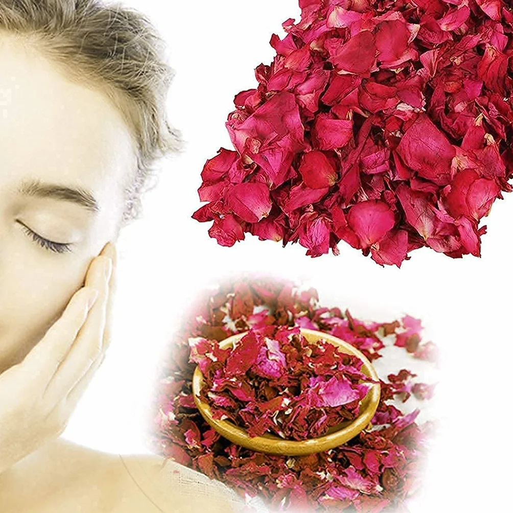 Lvcky 100 g naturalnych, suszonych płatków róży prawdziwych, suchych czerwonych płatków róży, do kąpieli stóp, ciała, spa, na wesele, konfetti, do domu, rękodzieła, akcesoria