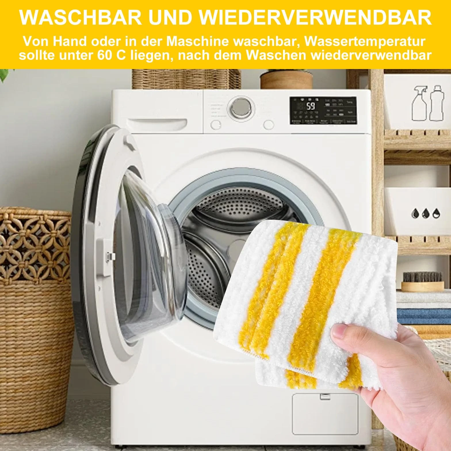 7-częściowy zestaw ściereczek podłogowych do parownic Kärcher EasyFix SC1, SC2, SC3, SC4, SC5, 5 dysz podłogowych + 2 dysze ręczne, zestaw zamiennych ściereczek z mikrofibry, uniwersalny zestaw