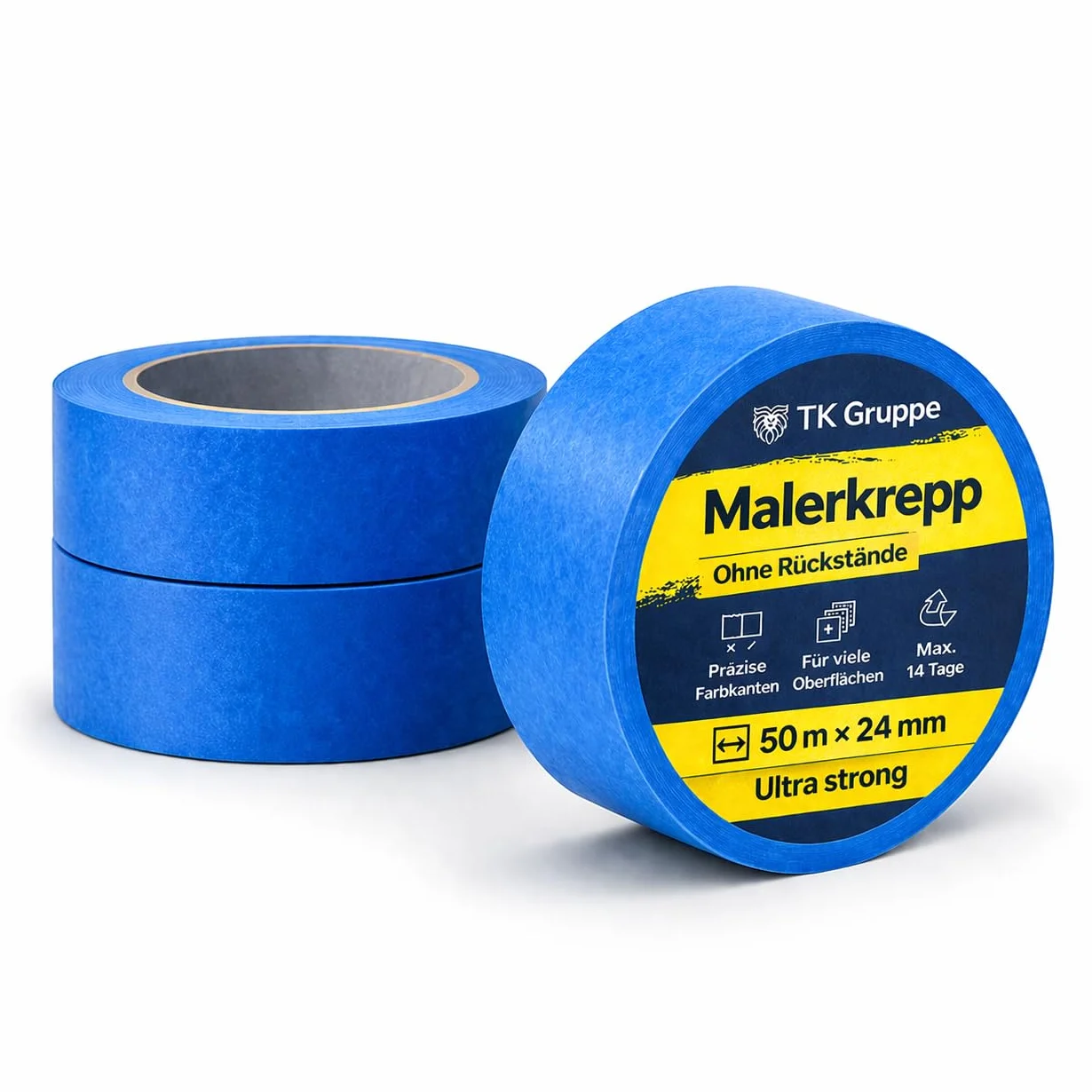 TK Gruppe Timo Klingler 3 x taśma malarska 50 m x 38 mm / 400 m – taśma krepowa, taśma klejąca, taśma malarska do łatwego malowania i malowania