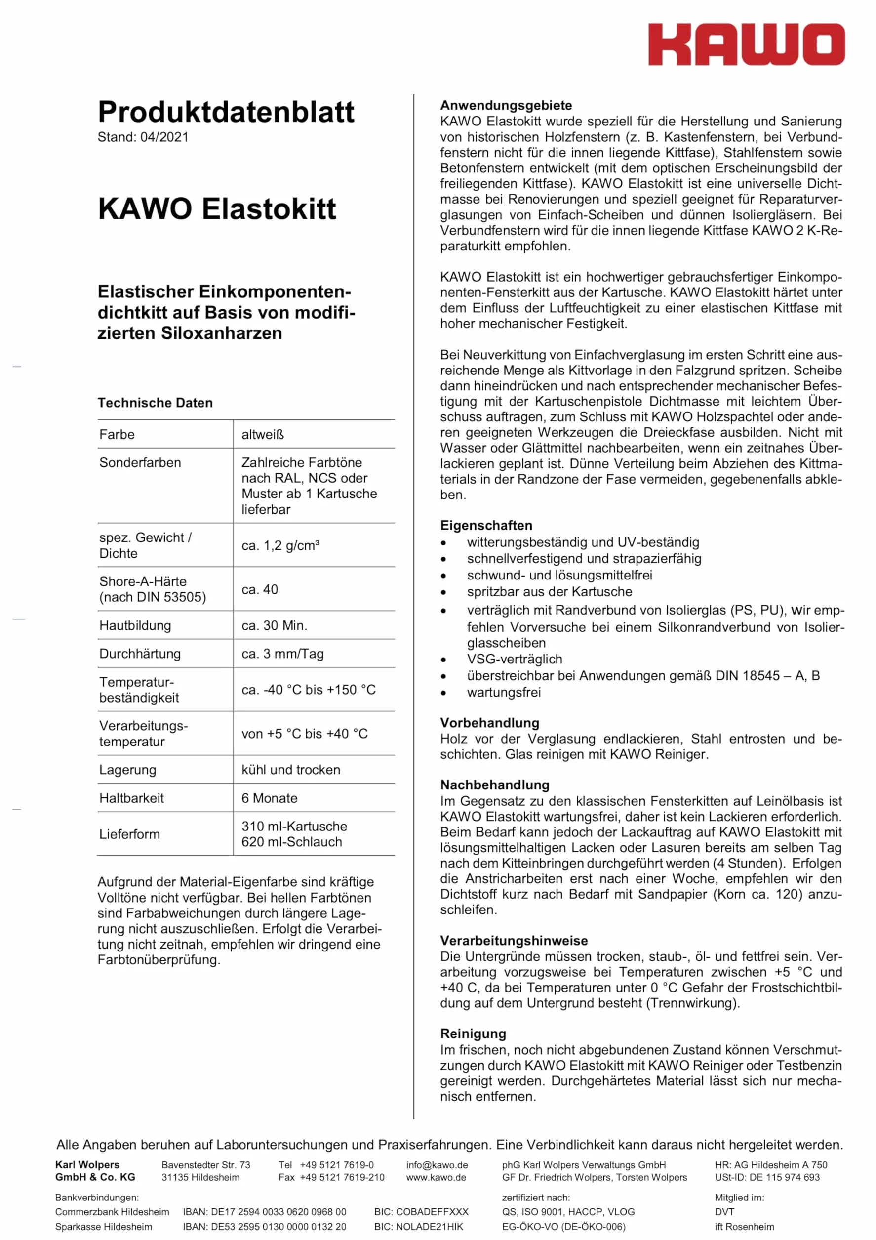 Kawo Elastokitt kit kit do okien antyczna biel 310 ml kit uszczelniający kit naprawczy, nie wymaga konserwacji