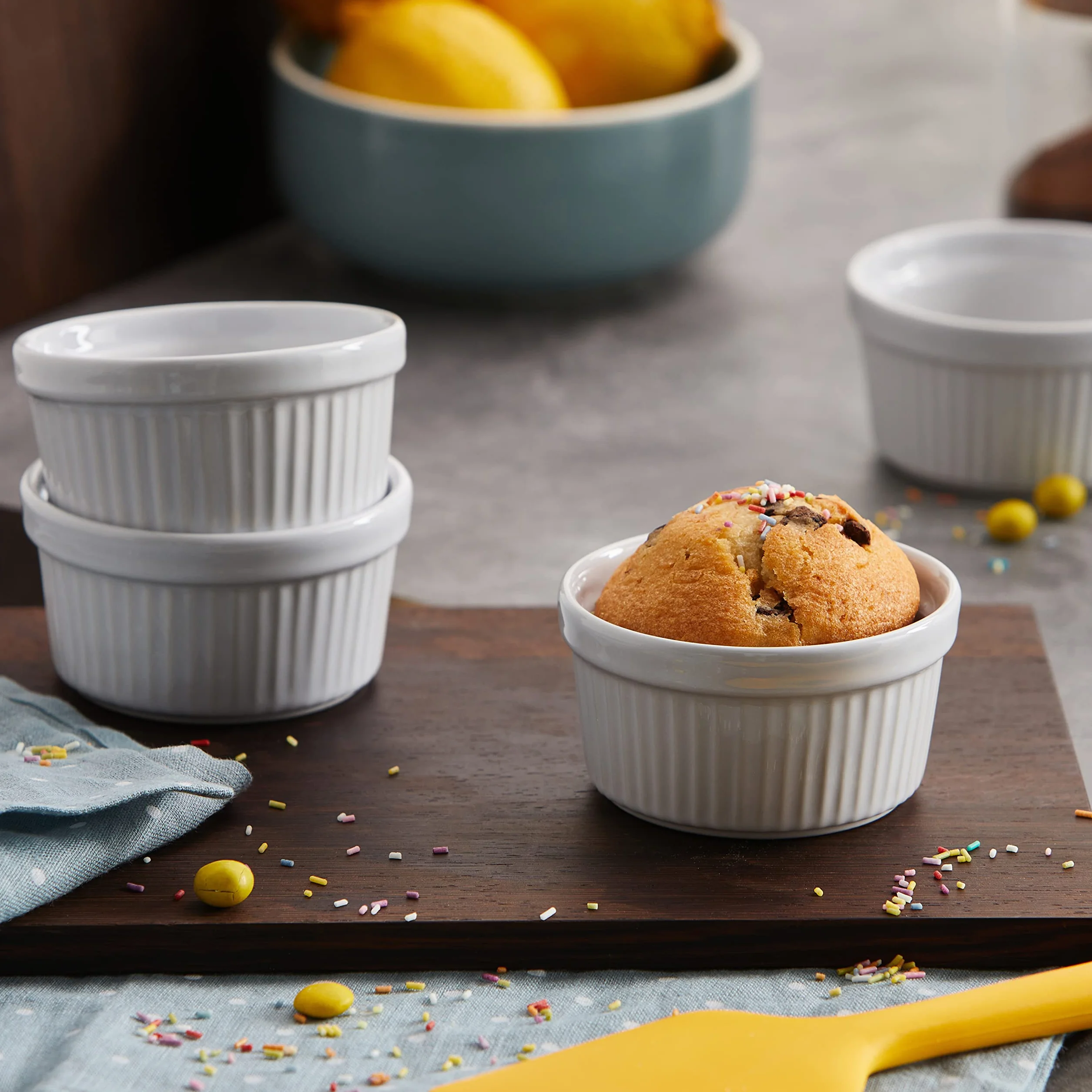 ibili zestaw 4 ramekin 9 cm, porcelana, biała, jeden rozmiar