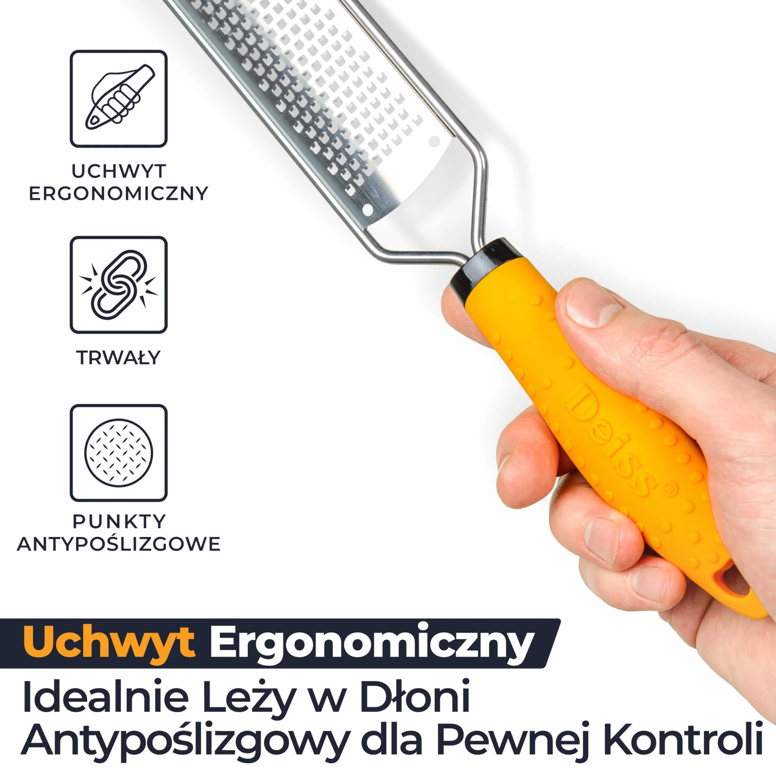 Deiss PRO Citrus Zester Tarka do sera ze stali nierdzewnej, przystosowana do mycia w zmywarce (Pomarańczowy)