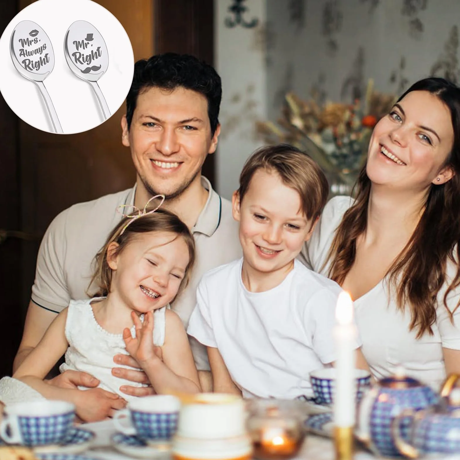 Łyżeczki do kawy z grawerunkiem "Mr. Right & Mrs. Always Right" 2 sztuki prezent ślubny dla pary młodej
