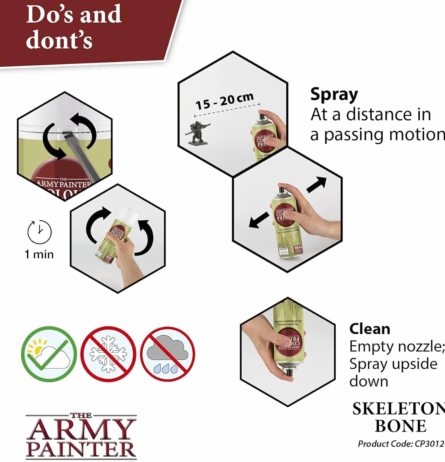 The Army Painter Colour Primer Skeleton Bone, 400 mL akrylowy spray podkładowy, farba w sprayu do grundowania figurek, modelowania figurek do gier fabularnych, planszowych i bitewnych.