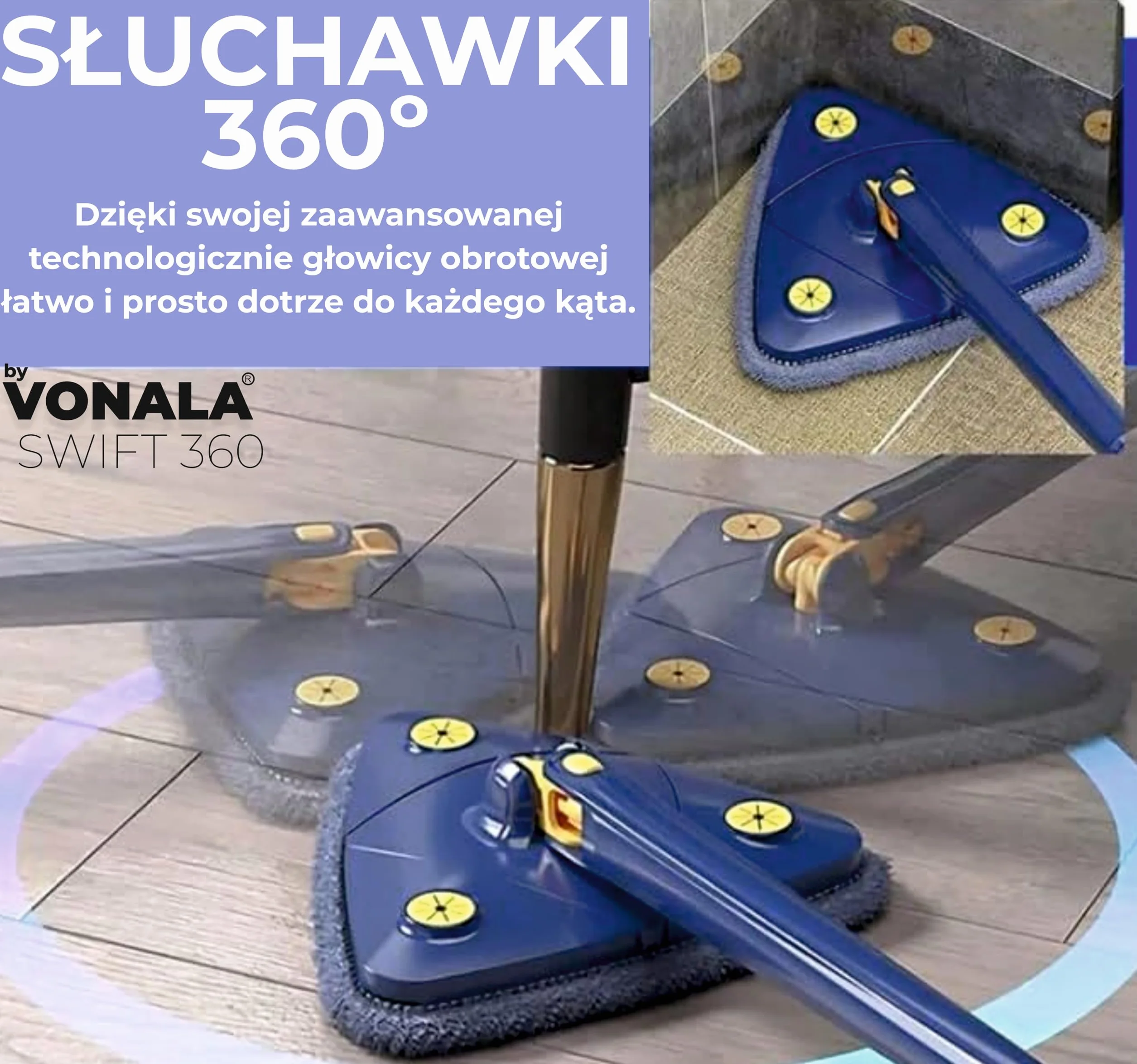 Trójkątny Mop Do Czyszczenia Obrotowy, Regulowany O 360 Stopni, Wysuwany Mop Do Czyszczenia Ścian Z Mikrofibry Z Długim Uchwytem Do Czyszczenia Ścian Sufitowych, Podłóg, Sufitów, Okien I