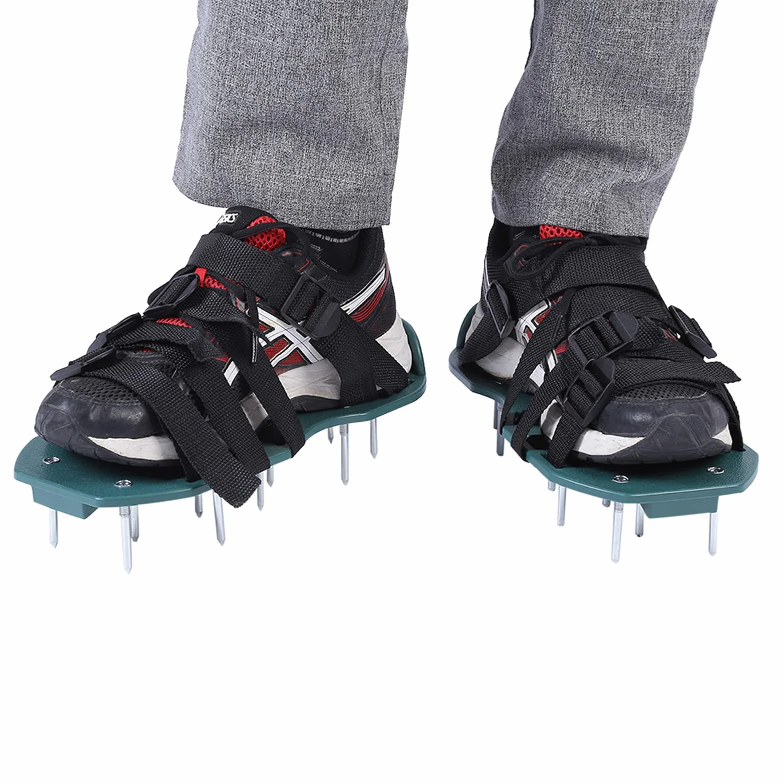 Buty do Aeracji Trawnika Buty z Kolcami Ogrodowe Buty do Aeracji Trawy 1 para Sandałów do Aeracji Trawnika z klamrą, Regulowanym Paskiem Buty z Kolcami do Trawy, otwierają twardą