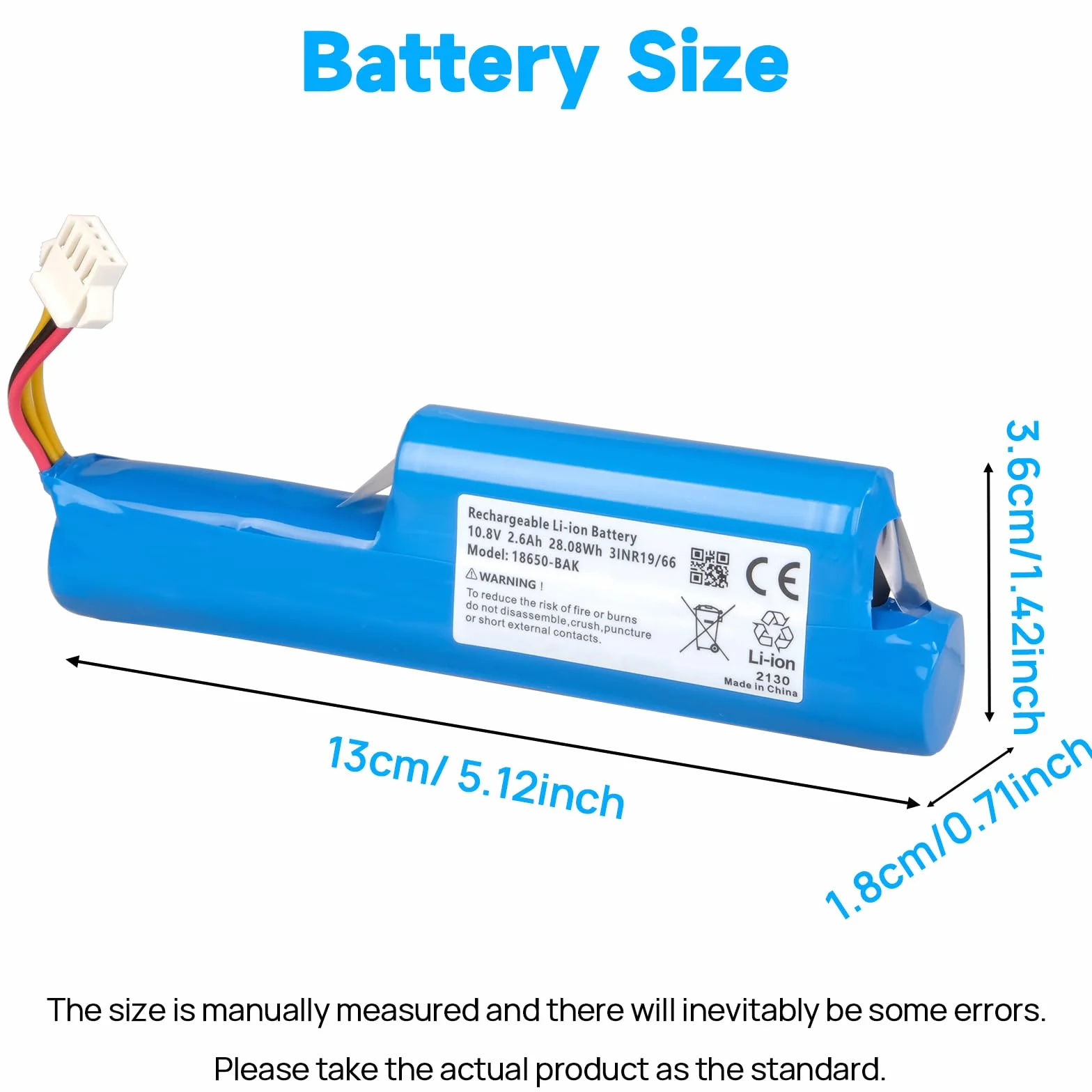Bateria 2600 mAh kompatybilna z Vileda VR 102, VR One, VR 201 Pet Pro i VR 303 Roboty Odkurzacze, bateria kompatybilna z Vileda R9VR102, 167129, 0769-03, 18650-AA