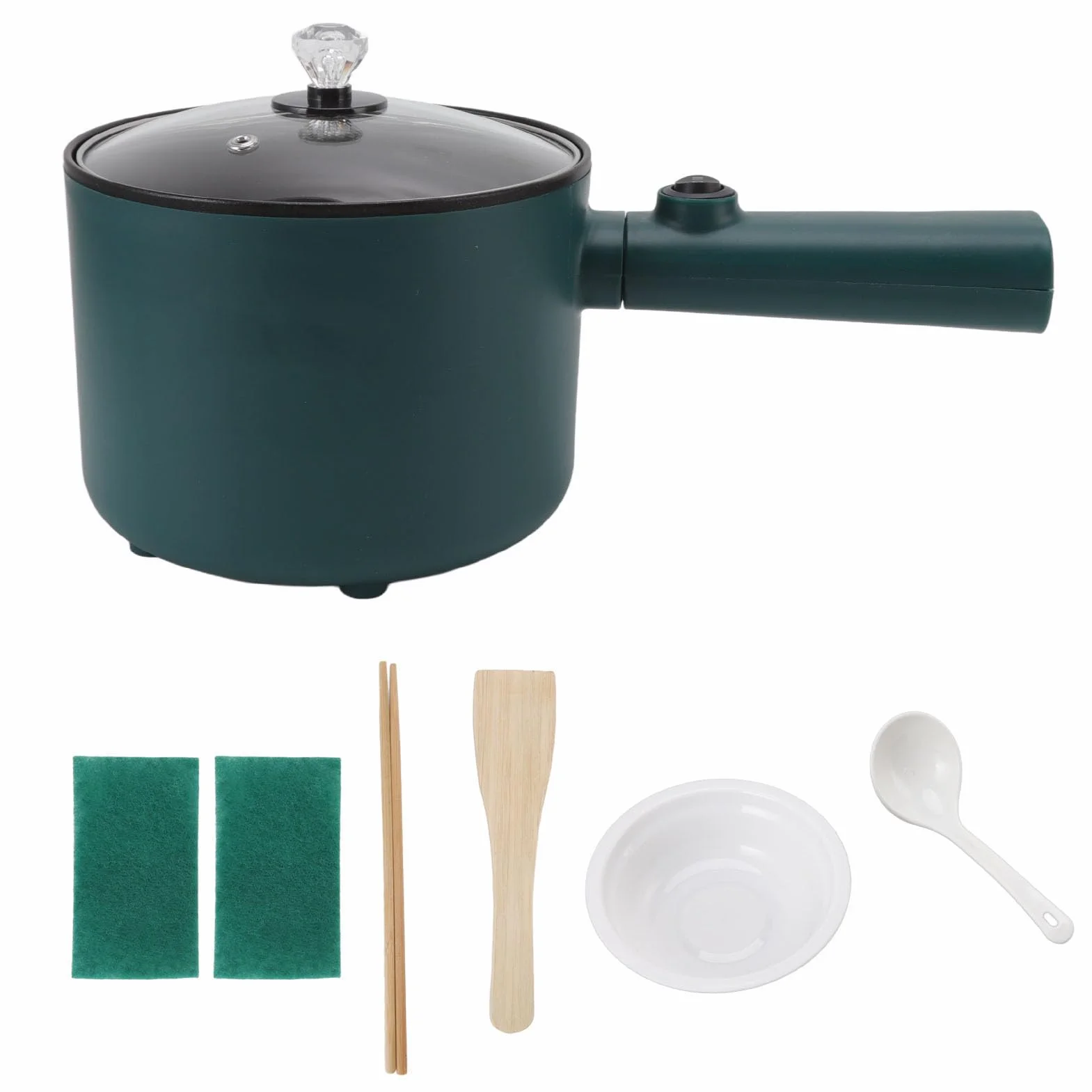 Gorący Garnek Elektryczny, Mini Garnek do Ramen 1,8 L Szybkowar do Makaronu Nieprzywierająca Patelnia do Smażenia Mini Garnek 2 Tryb Temperatury 6 Funkcji z Długim Uchwytem Kuchenka(#1)