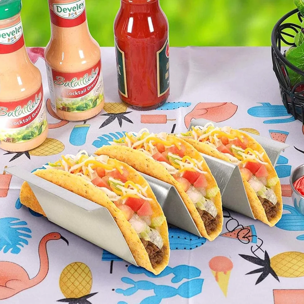 Stojak na tacę ze stali nierdzewnej Taco Rack 2 sztuki falisty kształt do zmywarki i piekarnika