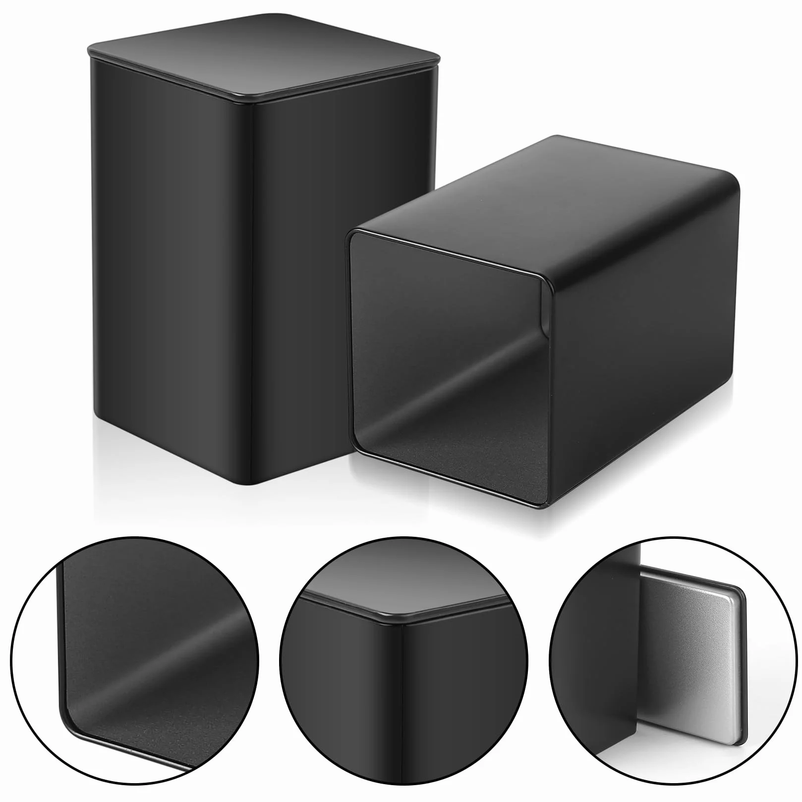 Metalowe pojemniki na herbatę, kwadratowe puszki na sypką herbatę 85 x 85 mm, zestaw 6 sztuk