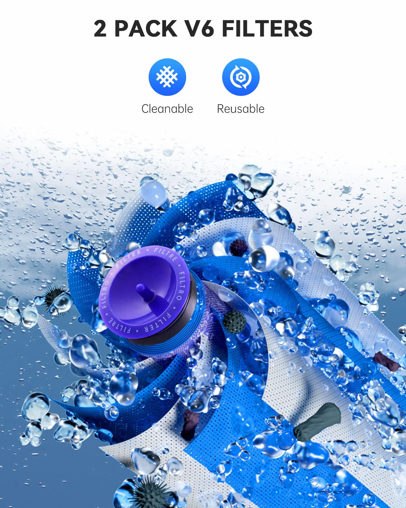 Morpilot Bateria 4600 mAh do Dyson V6 DC62 SV03 DC58 DC59 DC61 DC72 DC74 SV06 SV09 z 2 filtrami zmywalnymi, 21,6V
