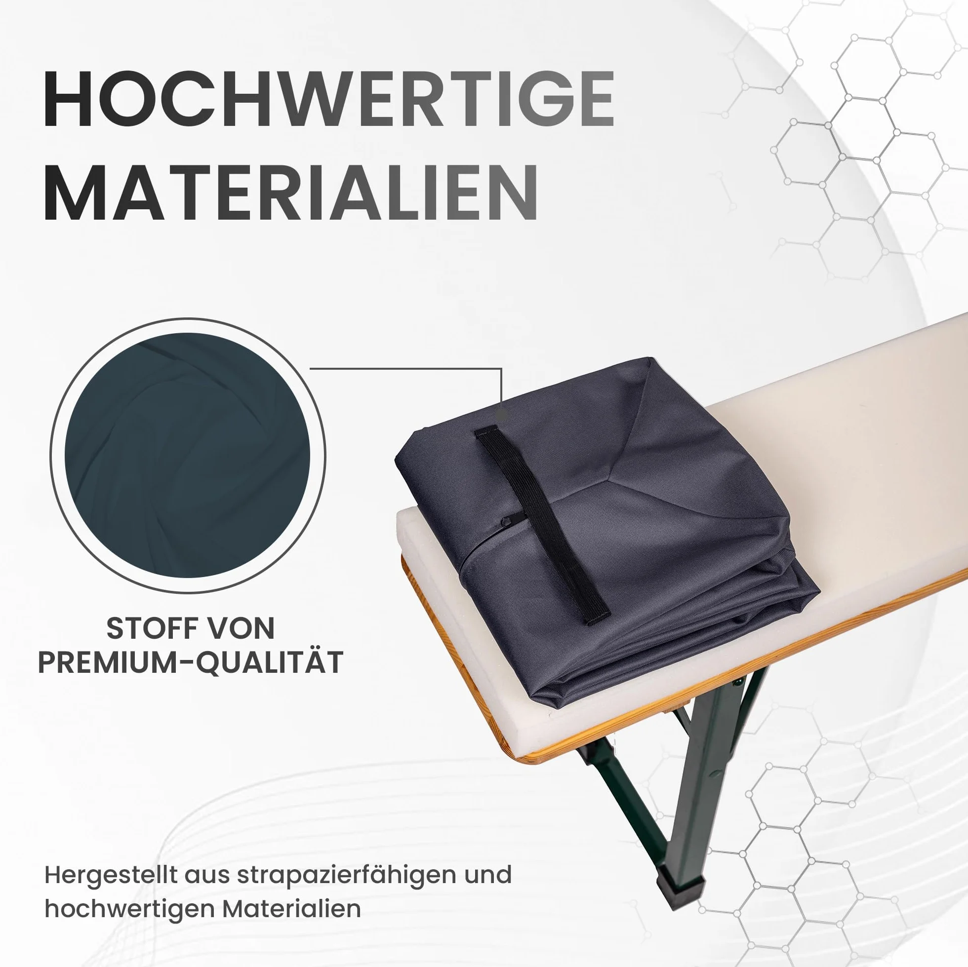 Poduszka na ławkę do namiotu piwnego, 170 cm, 4,2 cm, XL, wyściółka na stół (antracyt, premium)