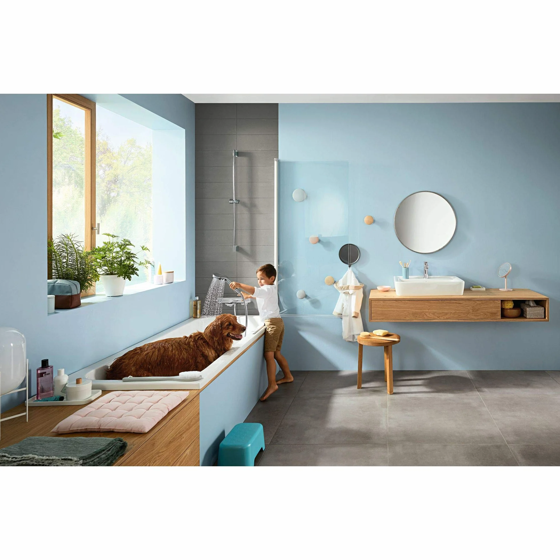 hansgrohe Ecostat E - bateria termostatyczna wannowa natynkowy, armatura wannowa z zabezpieczeniem przy 40 °C, thermostat kwadratowy, kran do 2 odbiorników, chrom, 15774000