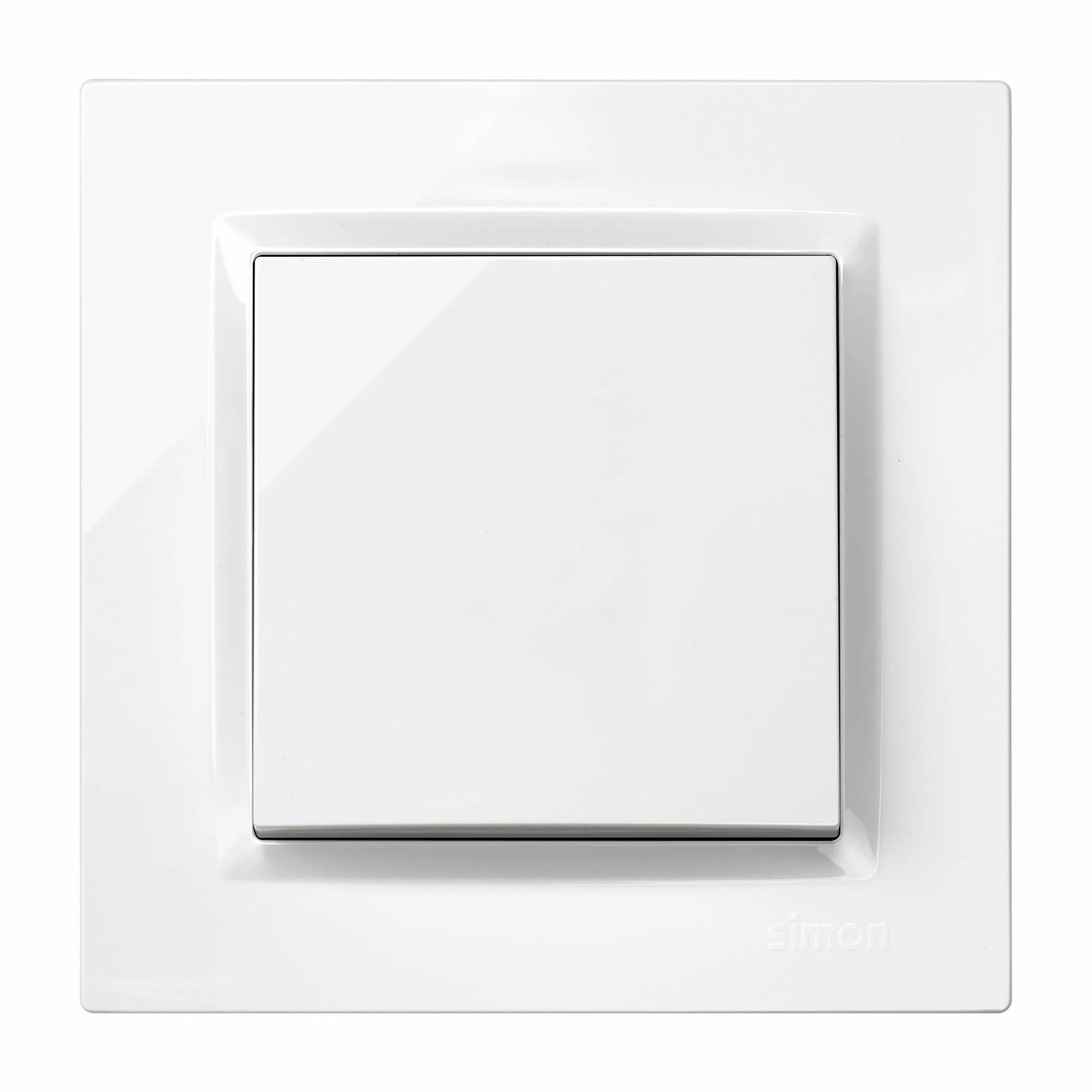 SIMON - Przycisk elektryczny, wewnętrzny przełącznik ścienny, seria Simon 10, łatwy w instalacji, w zestawie rama, pokrywa i mechanizm, do pomieszczeń mieszkalnych lub miejsc turystycznych, biały