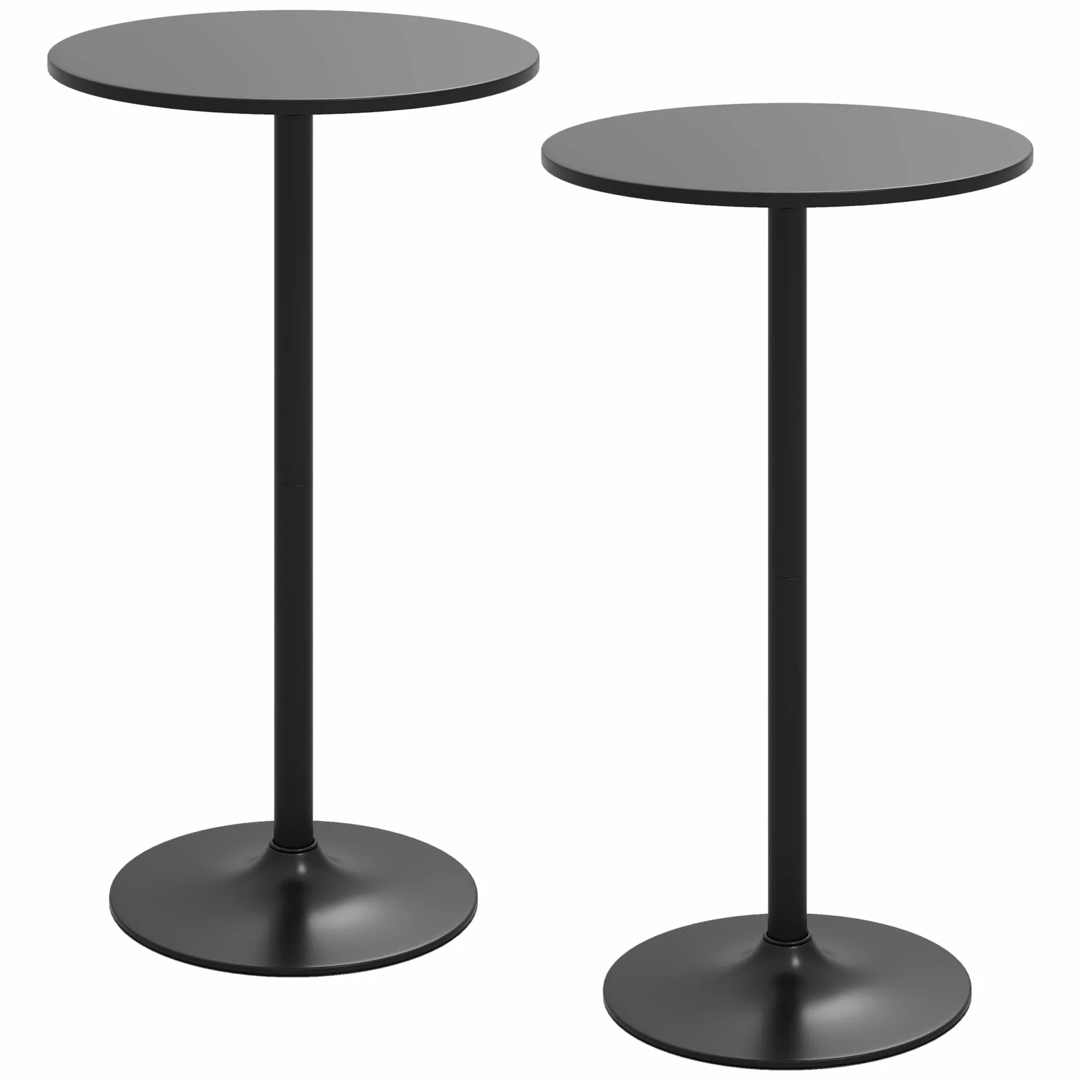 GIANTEX Zestaw 1/2 okrągłych stołów barowych o średnicy 60 cm, stół bistro z regulacją wysokości 56/101,5 cm, nowoczesny styl, wysoki stolik koktajlowy, do jadalni, balkonu, baru (2, czarny)