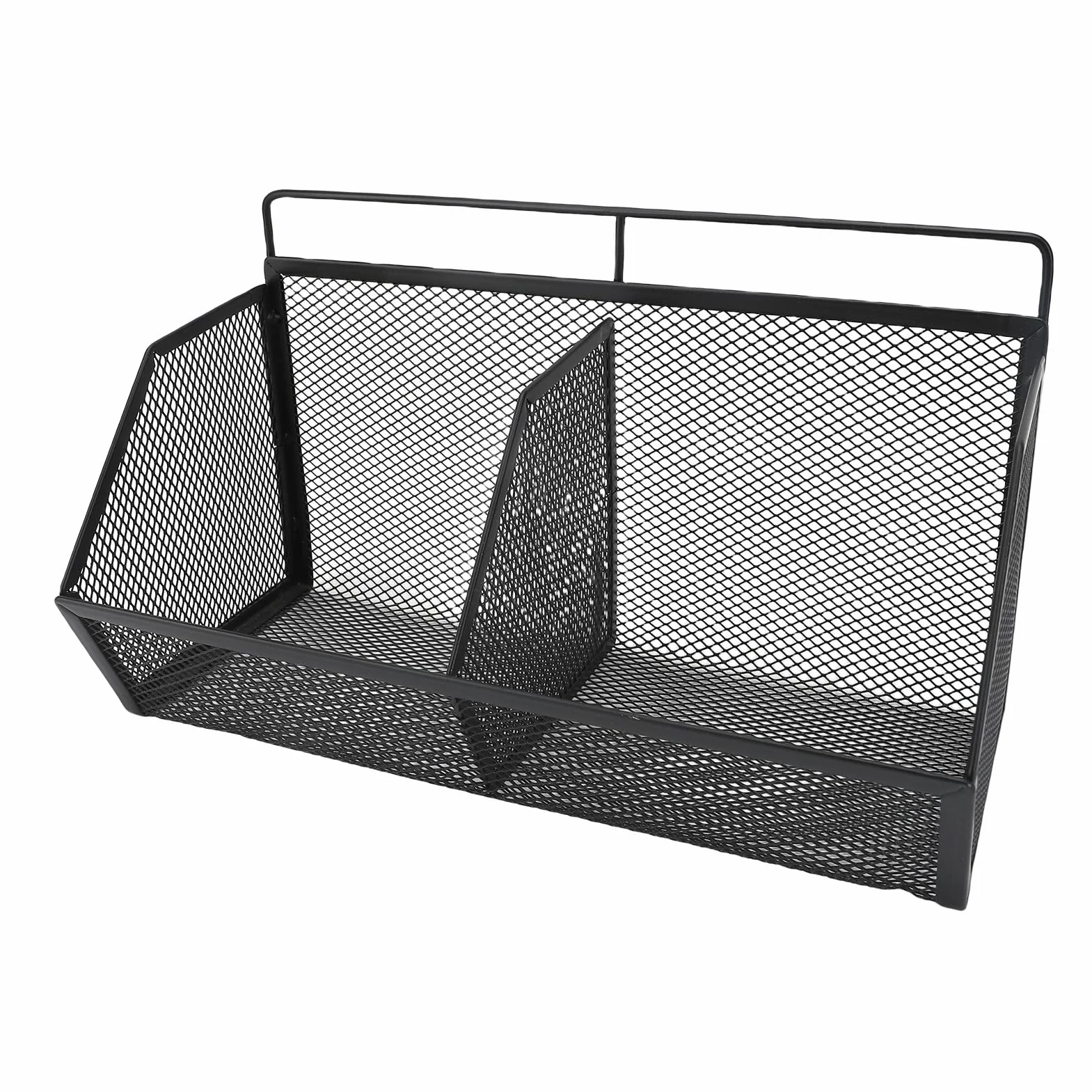 2 Czarna siatka do przechowywania na ścianie kosza wisząca kuchnia koszyka metalowa koszyki owocowe kosza łazienki z 2 klebienia na spiżarnię w łazience kuchennej (Black)