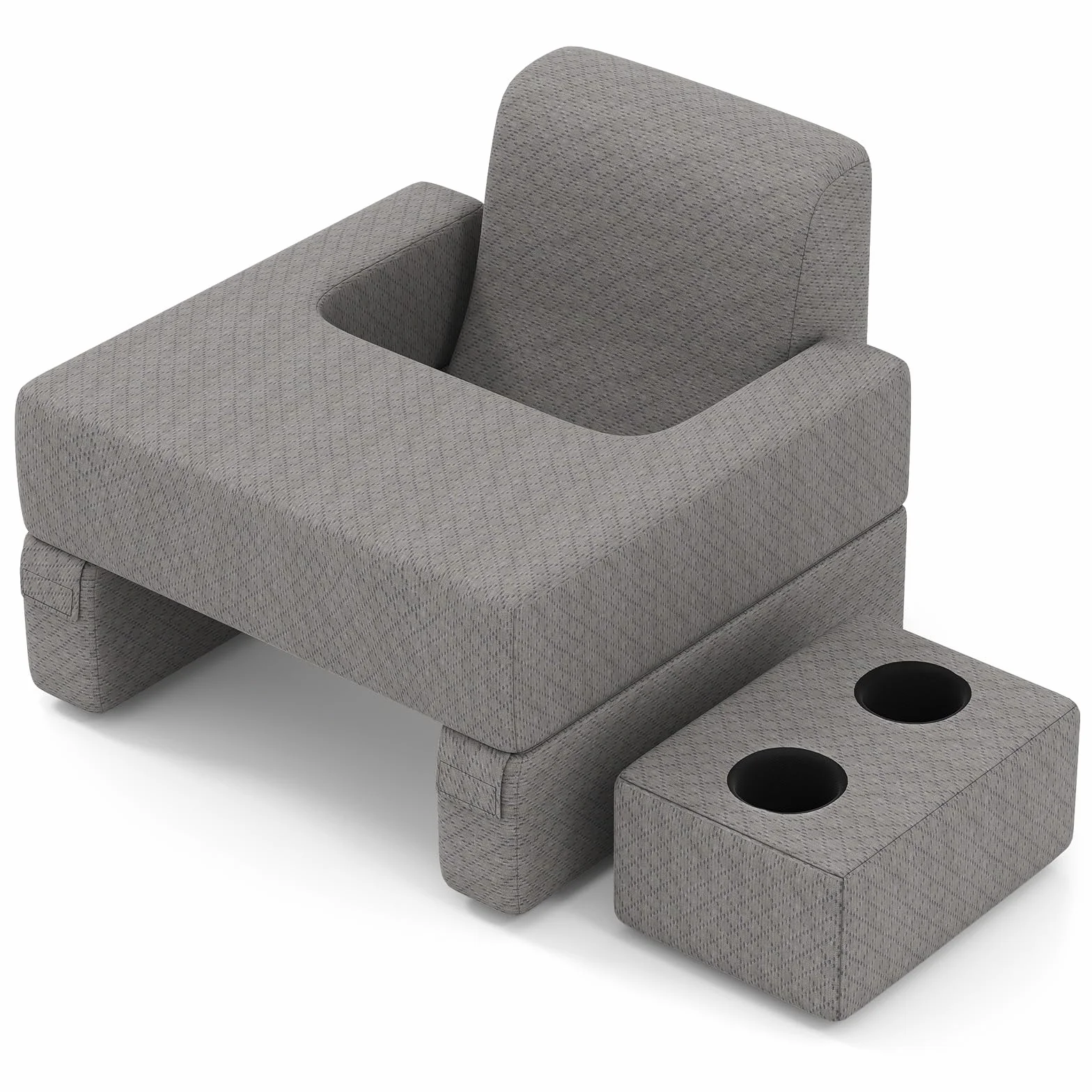 COSTWAY Poduszka do czytania na łóżko i sofę, poduszka na książki z uchwytem na napoje, ergonomiczna poduszka pod plecy z poszewką nadającą się do prania, poduszka na kolanach, swobodnie łączony