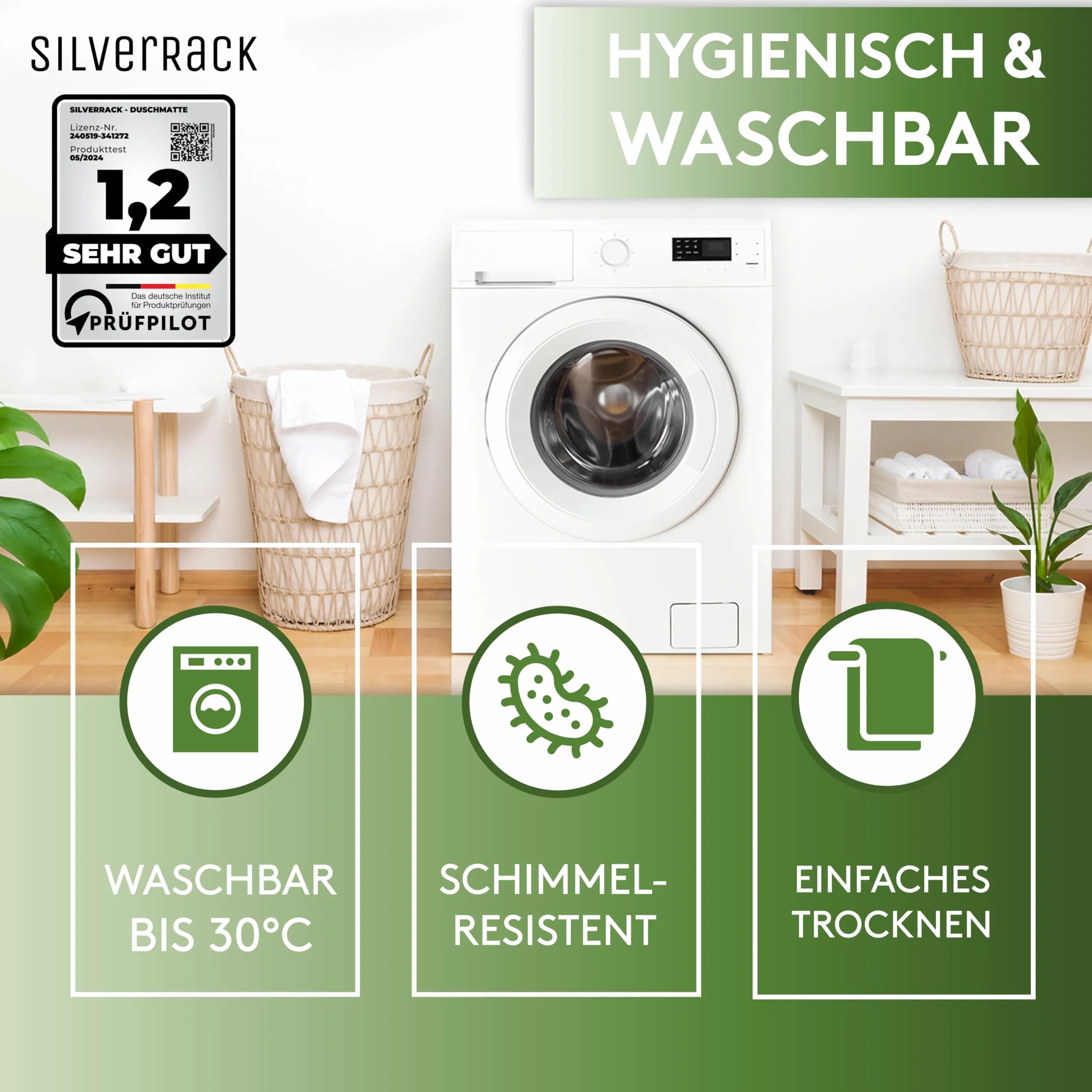 SilverRack DermaSensitive mata prysznicowa, w 100% wolna od BPA (przezroczysta), wygląd kamienia, dla dzieci i niemowląt, antypoślizgowa, bezpieczna mata prysznicowa