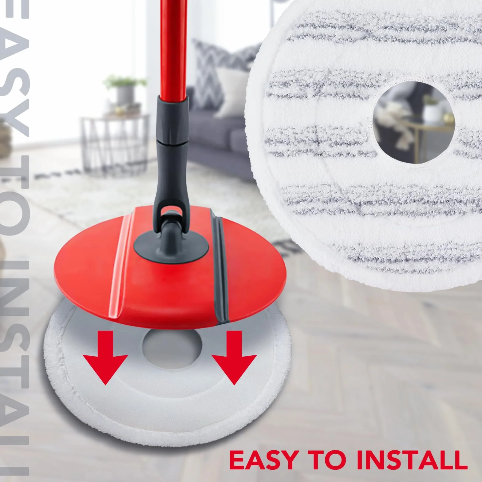 Podkładki do mopa Vileda Spin i Clean Mop, zmywalne i wielokrotnego użytku wkład głowicy mopa z mikrofibry kompatybilny z Vileda Spin zamiennik głowicy mopa do czyszczenia podłóg