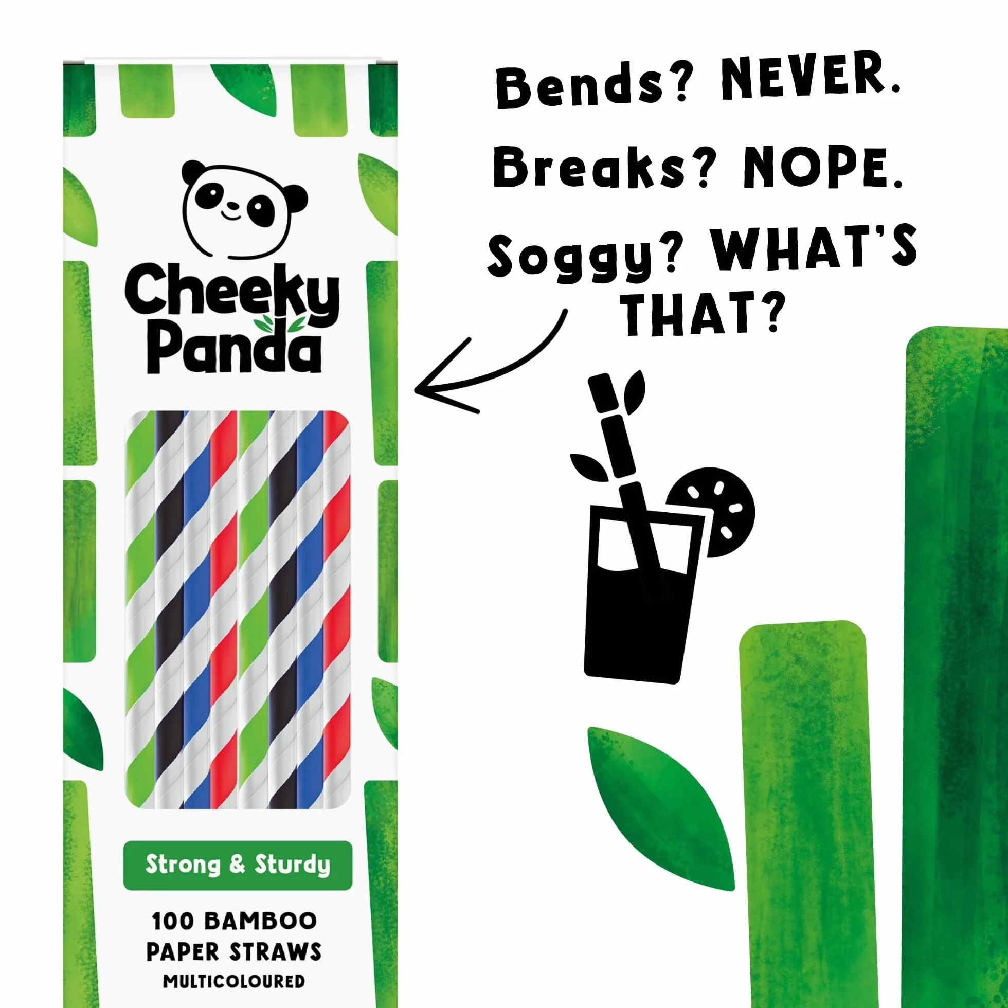 The Cheeky Panda Bambusowe słomki papierowe 100 sztuk