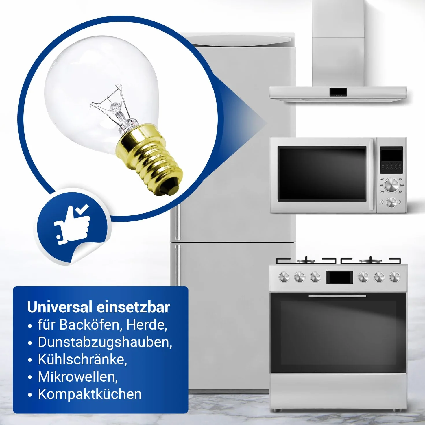VIOKS Żarówka E14 40 W, 230 V, 300 °C, 45 mm, Ø 77 mm, do piekarnika Neff Bosch, Siemens piekarnika, lodówki, kuchenki mikrofalowej - lampa do piekarnika E14, żarówka i lampa, okap kuchenny