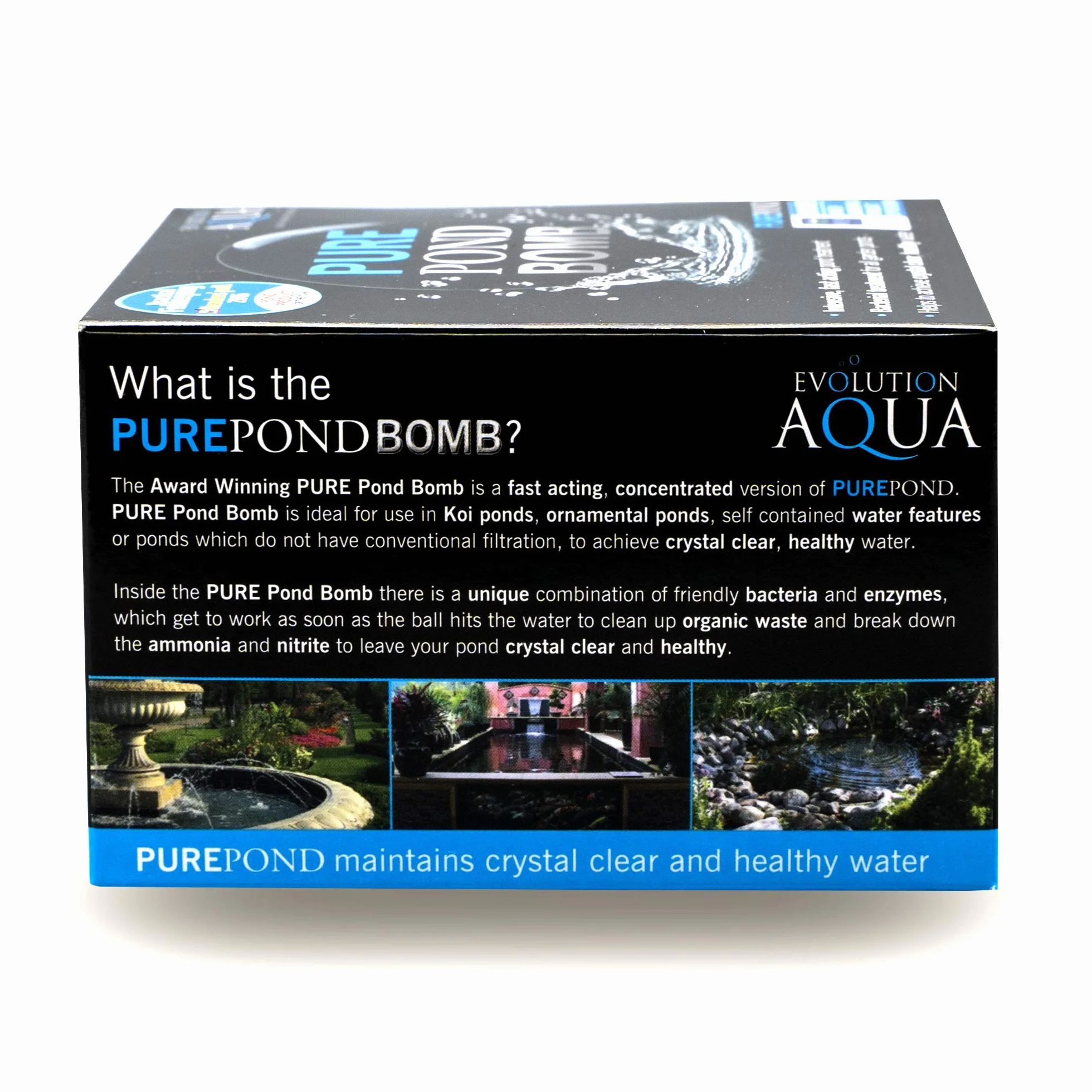 Evolution Aqua Pure Pond Bomb do stawów o pojemności do 20 000 litrów, bakterie filtrujące i enzymy jako biostarter do stawu, pielęgnacja stawu