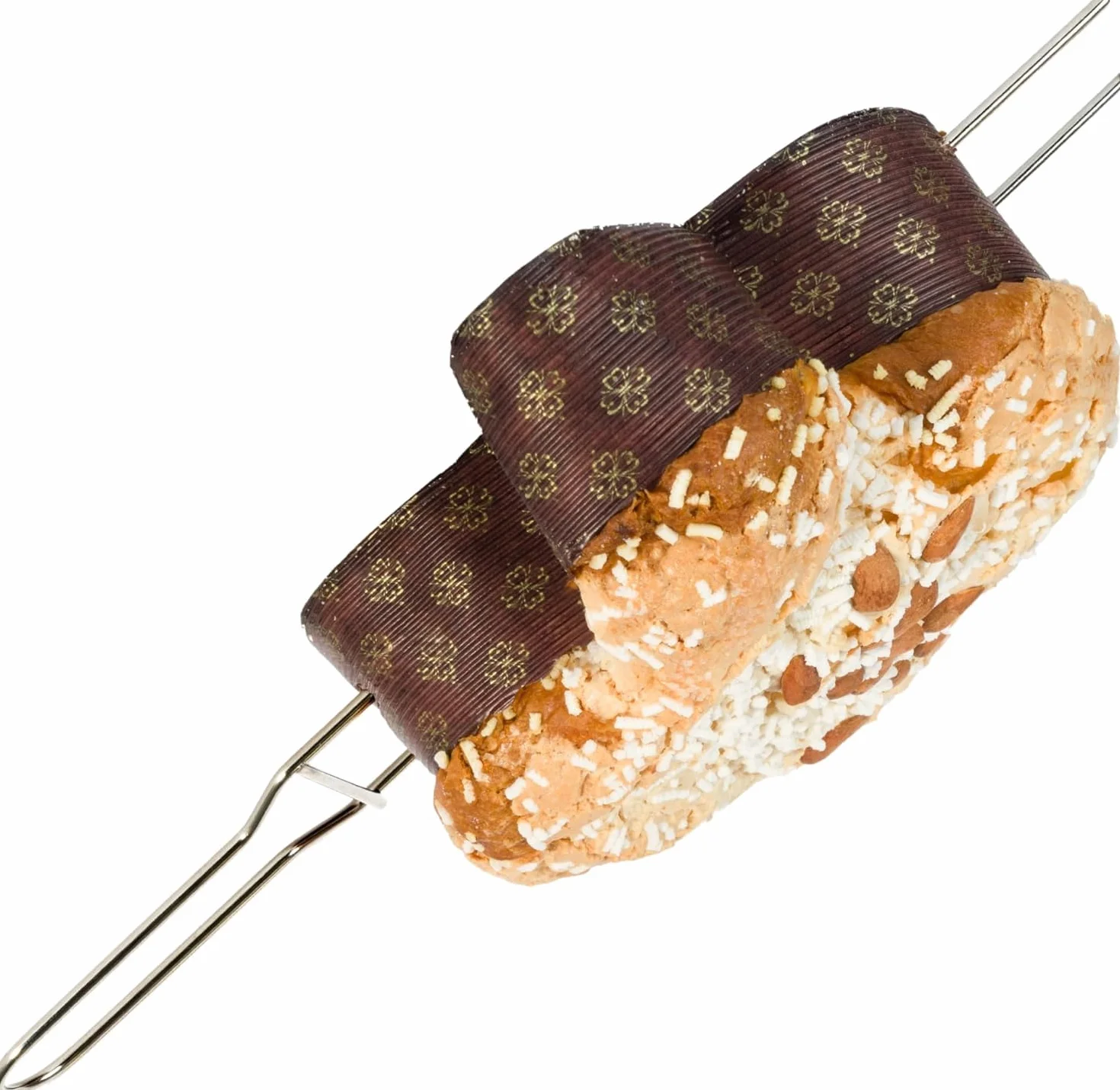FAH przystawka do panettone i gołębicy, stal nierdzewna, 1 kg (40 cm), łatwa obsługa, widelec z zatyczkami