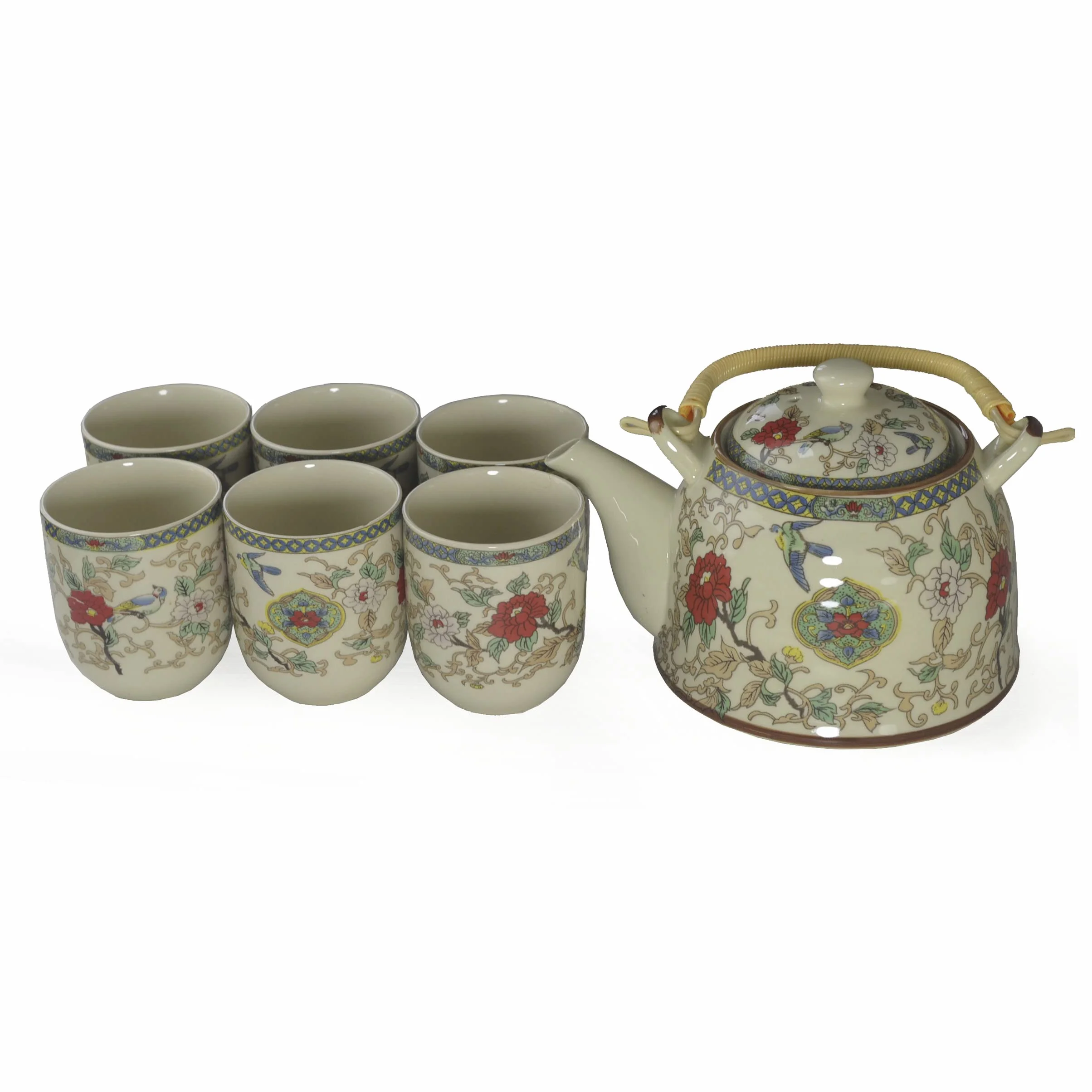 Porcelanowy czajniczek zestaw do herbaty 1 czajniczek 6 filiżanek, dzbanek do herbaty kawy czajnik ceramiczne prezenty dekoracja stołu (zestaw 850 ml garnek + kubki 170 ml) kolor)