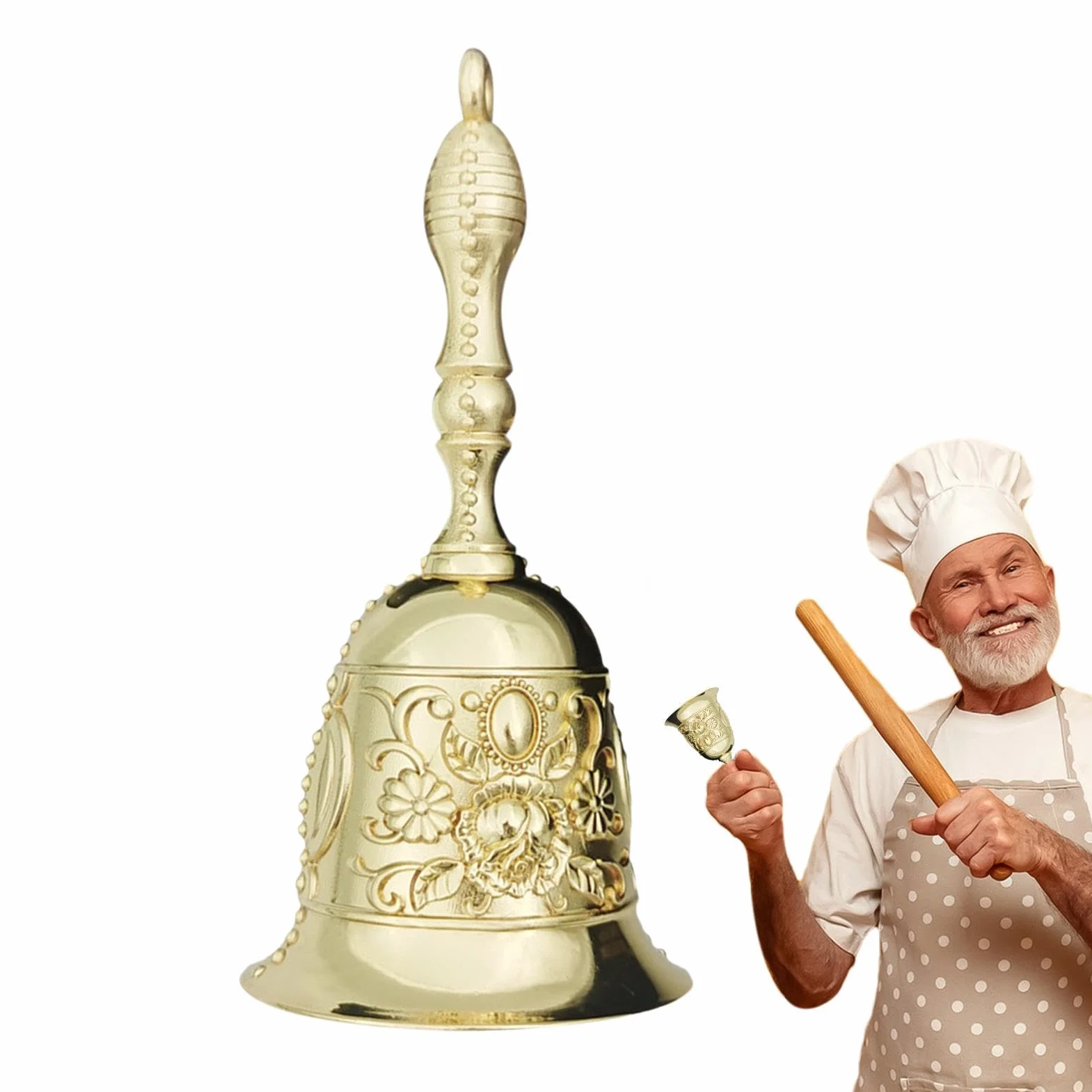 Vintage Dzwonek awaryjny | Luksusowy mosiężny dzwon | Estetyczny mosiężny dzwonek | Hotel Design Vintage Dzwonek na biurko Elegancki dzwonek ślubny Dzwonek kościelny z wypukłością cl