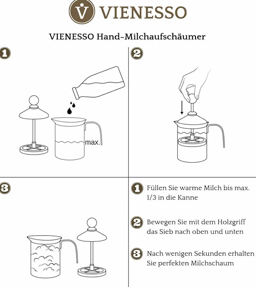 Spieniacz do mleka (ręczny/ręczny) ze stali nierdzewnej – mleczny frother/spieniacz do mleka z podwójnym sitkiem: tworzy kremową piankę mleczną do specjałów kawowych, w zestawie e-book