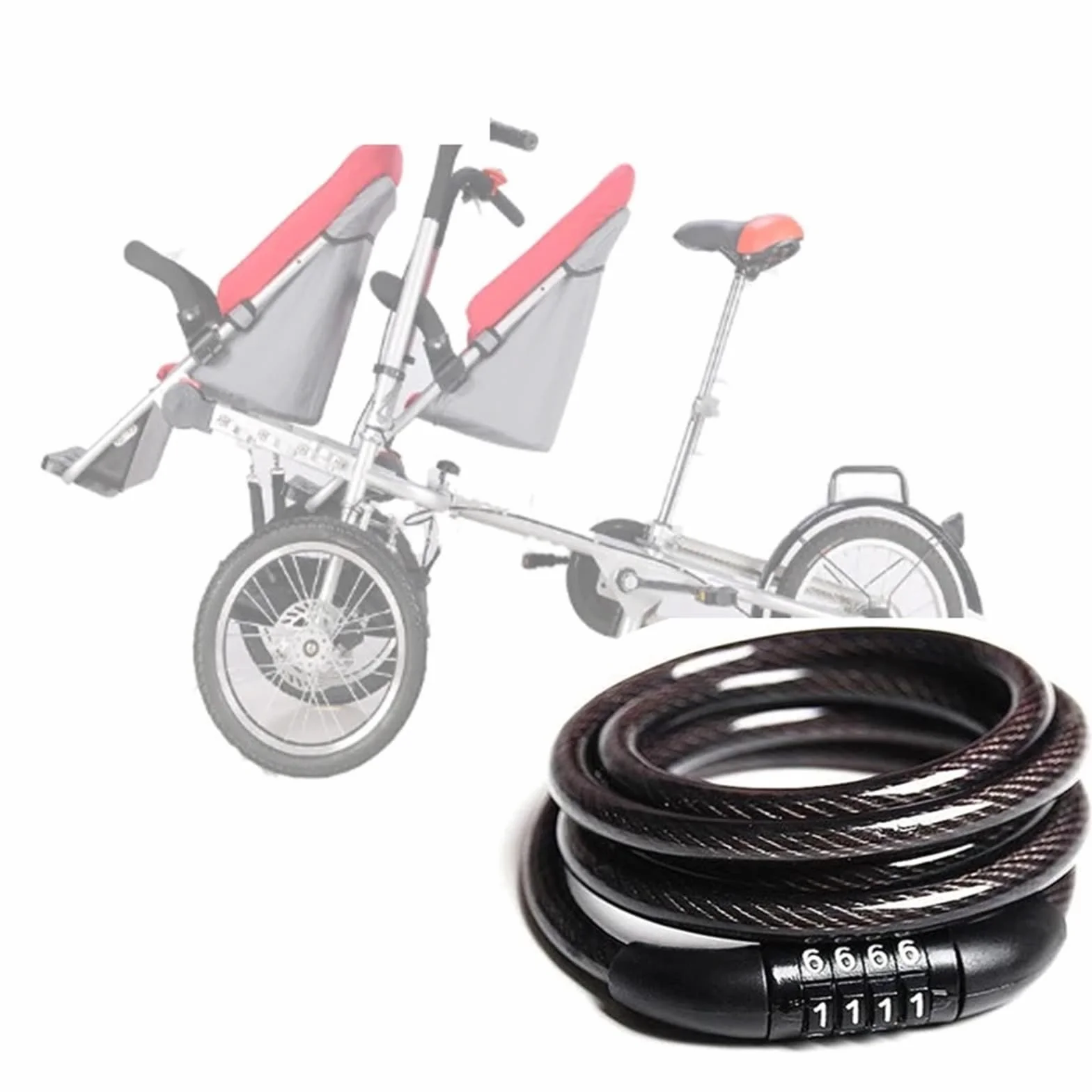 1 x zamek Chian z kodem cyfrowym, do jazdy na rowerze, długość 120 cm, 1 szt
