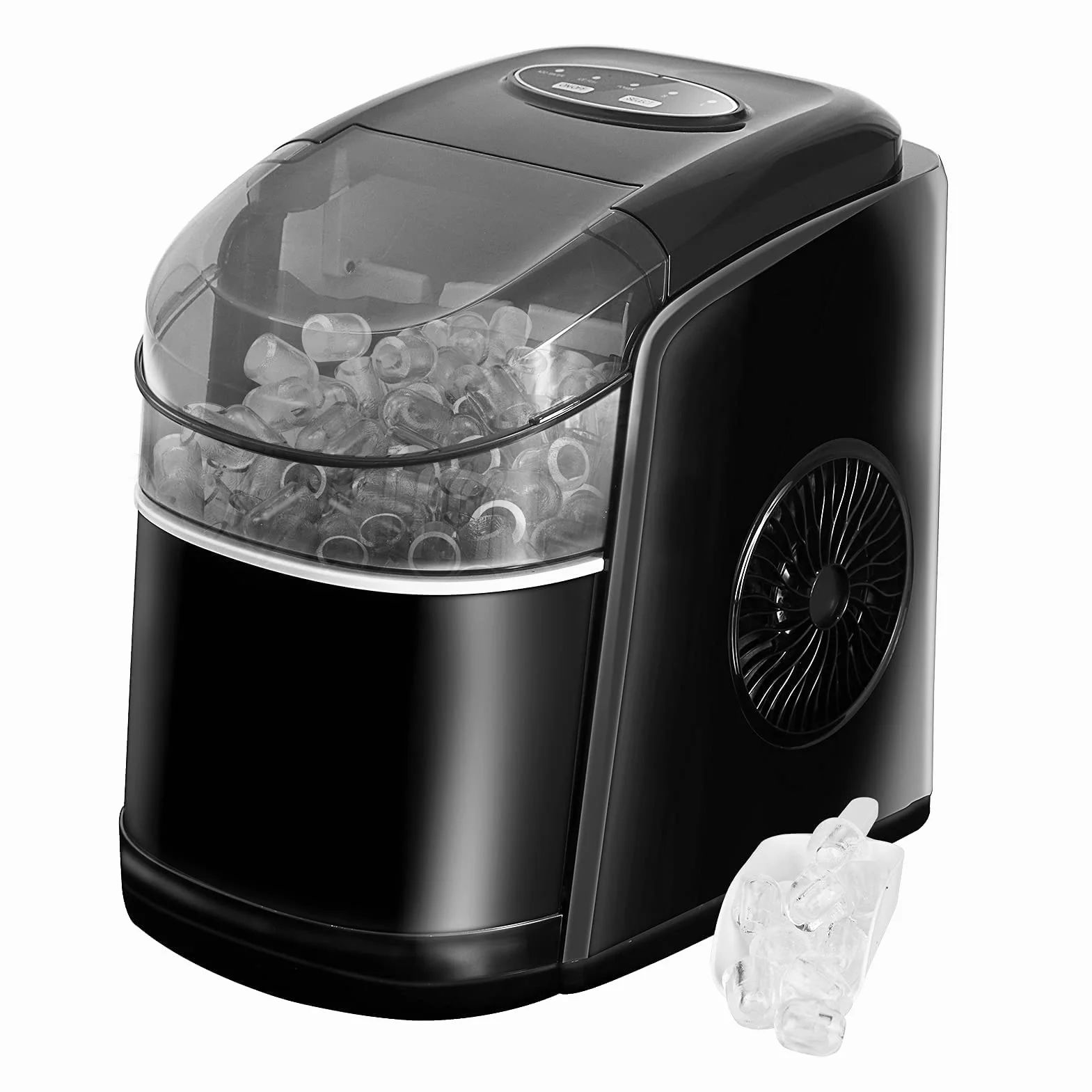 Kostkarka do lodu 12 kg, 6 min, cicha, samoczyszcząca, czarna