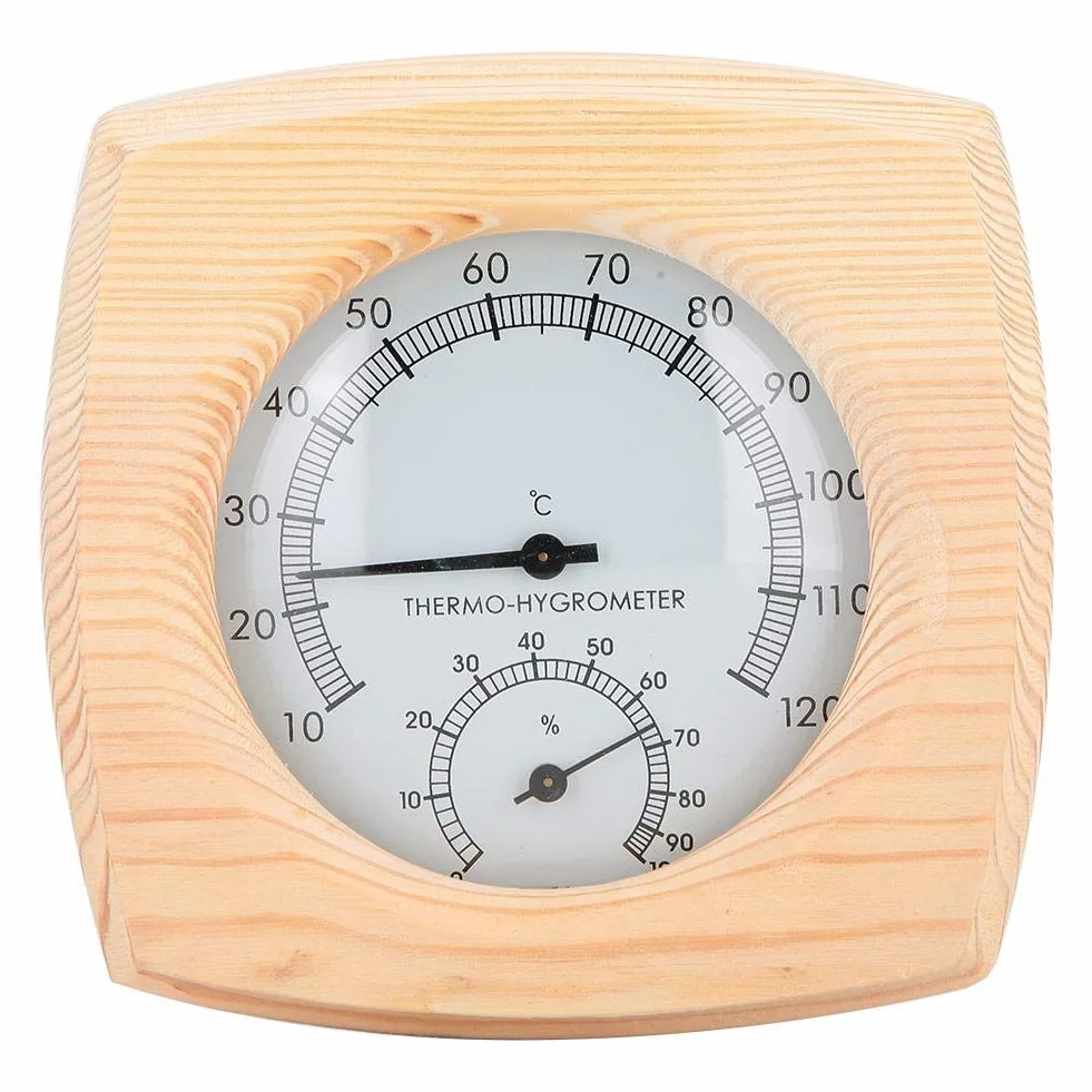 Fdit Drewniana sauna higrotermograf termometr higrometr Sauna pokój z drewna jodłowego Dial miernik temperatury wilgotności Monitor wewnętrzny