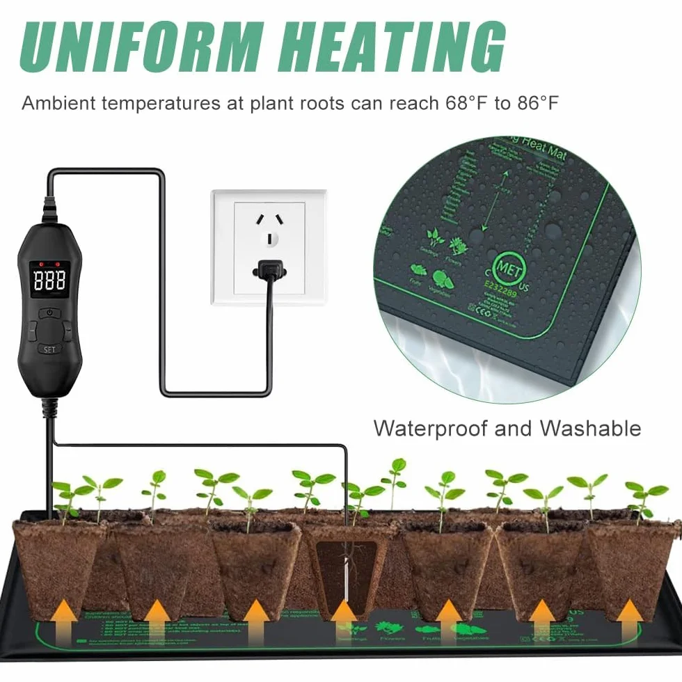Mata grzewcza 50W dla roślin, sadzonek, mata grzewcza do uprawy, mata grzewcza do szklarni, mata grzewcza do pokojowej szklarni, 25×52,5cm, dla sadzonek, zwierząt domowych i gadów
