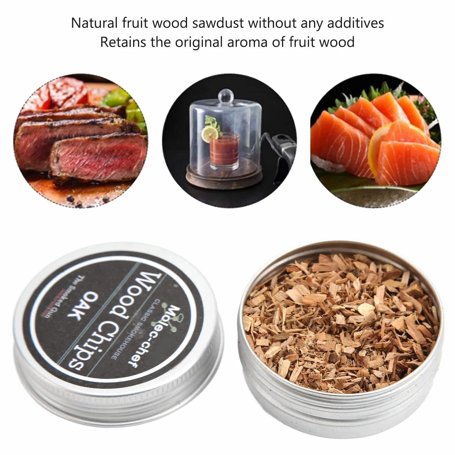 8 Sztuk Whisky Wood Smoking Chip Cocktail Smoker Kit, Chipsy BBQ BBQ Mieszanka Trocin Owocowych do Wędzenia Napojów dla Optymalnego Aromatu Dymu Podczas Grillowania 195g