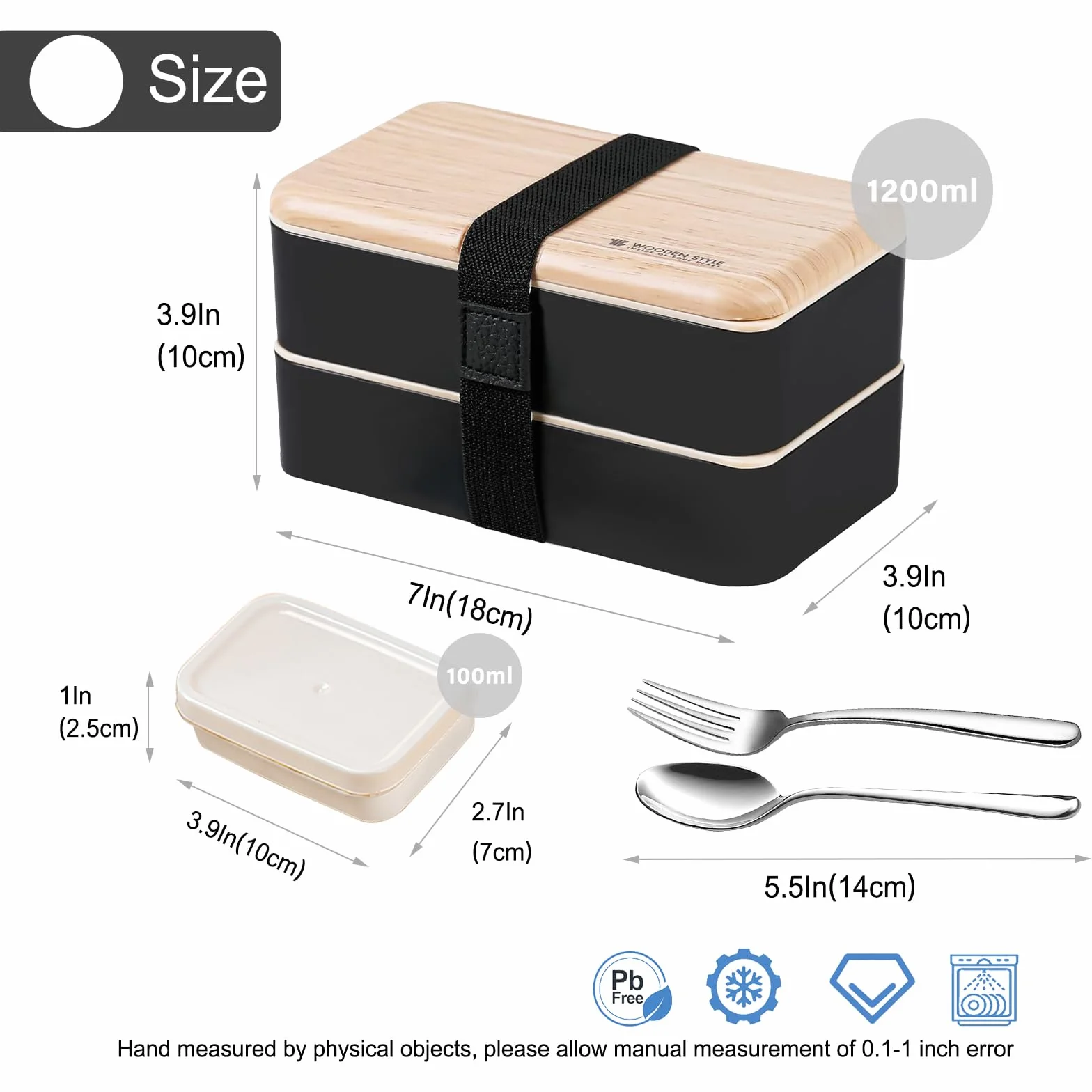 Binoster pojemnik na żywność bento lunchbox czarny łyżka widelec stal nierdzewna