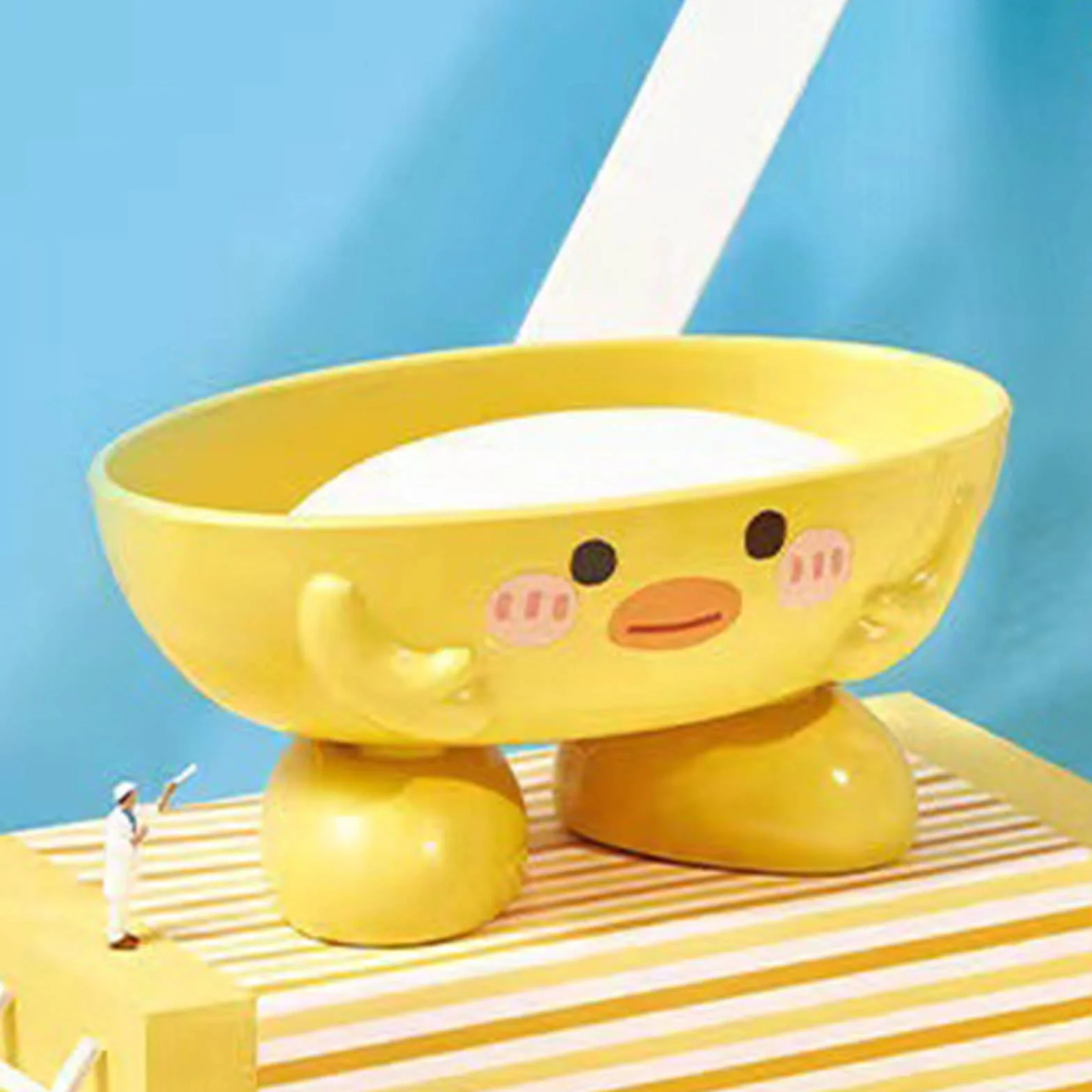 Mydelniczka w kształcie zwierzęcej kaczki, plastikowe pudełko na mydło, urocza mydelniczka w kształcie kaczki z otworami odpływowymi, ulepszony design i powiększona podstawa dla dzieci