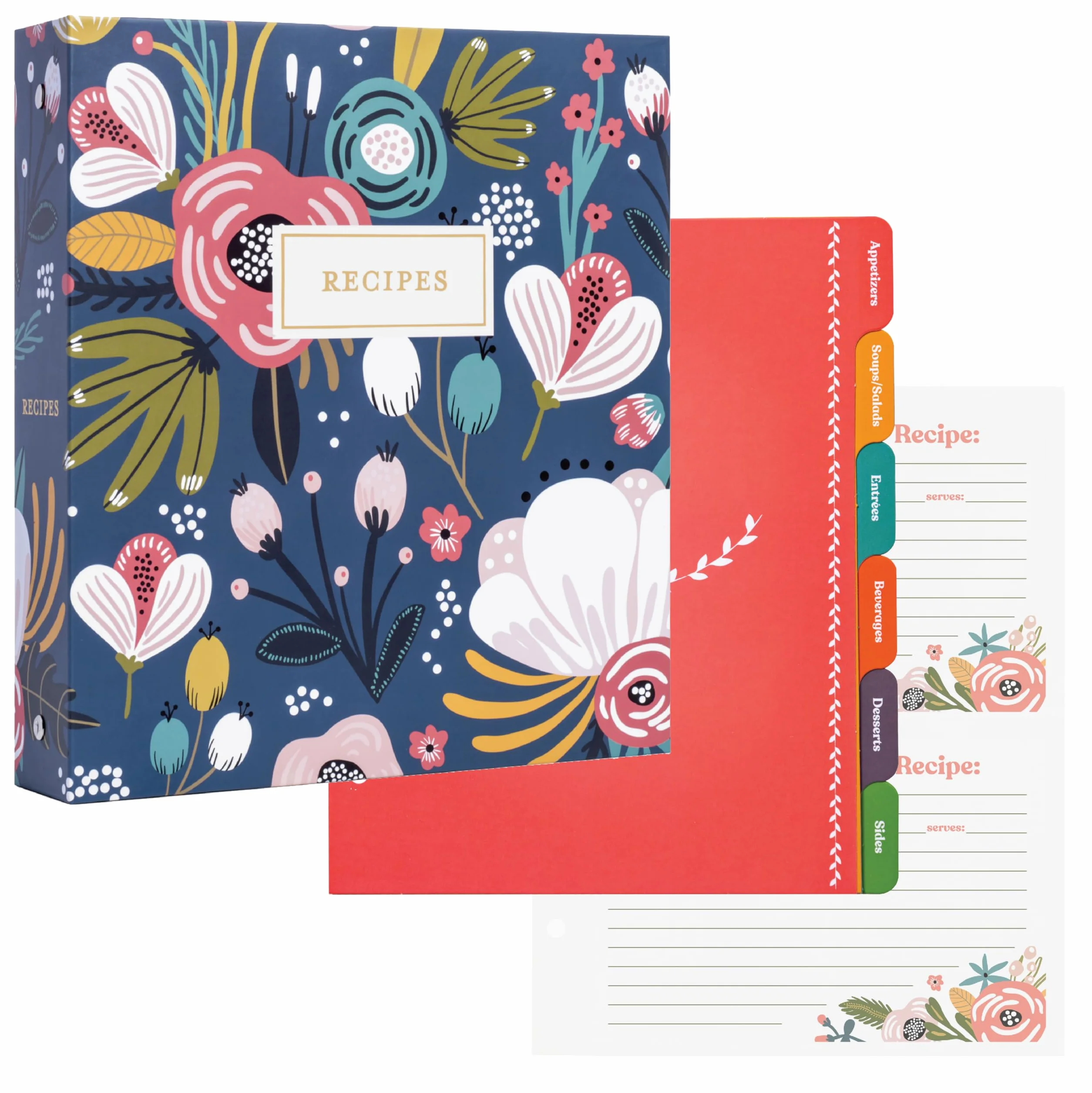 Jot & Mark Organizer na przepisy, zestaw 3-pierścieniowych segregatorów, 50 kart, 10 x 15 cm