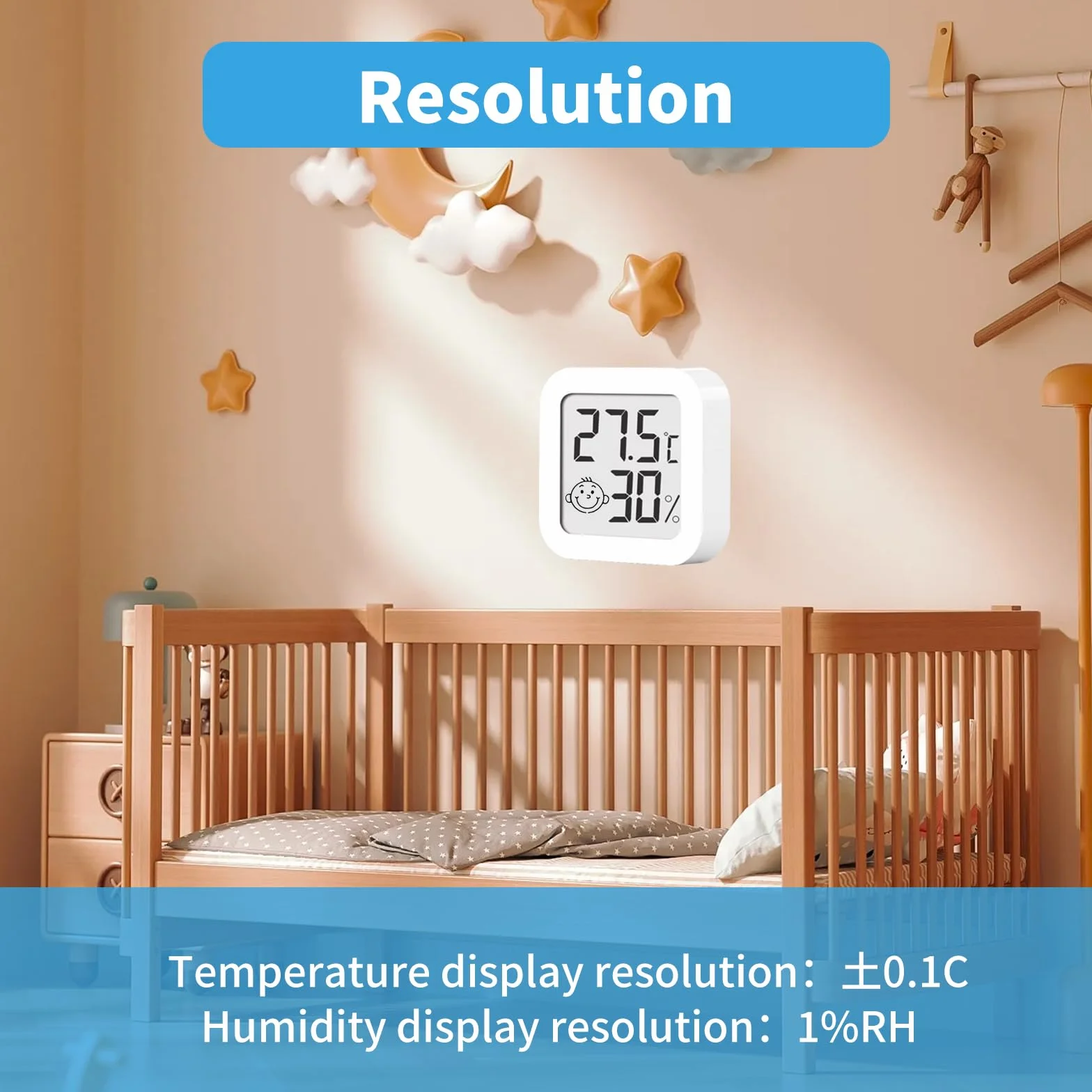 3 cyfrowe mini termometry z higrometrem, do wnętrz, z wskaźnikami uśmiechnięciem, do postawienia lub montażu na ścianie, salonu, biura (wilgotność i temperatura)