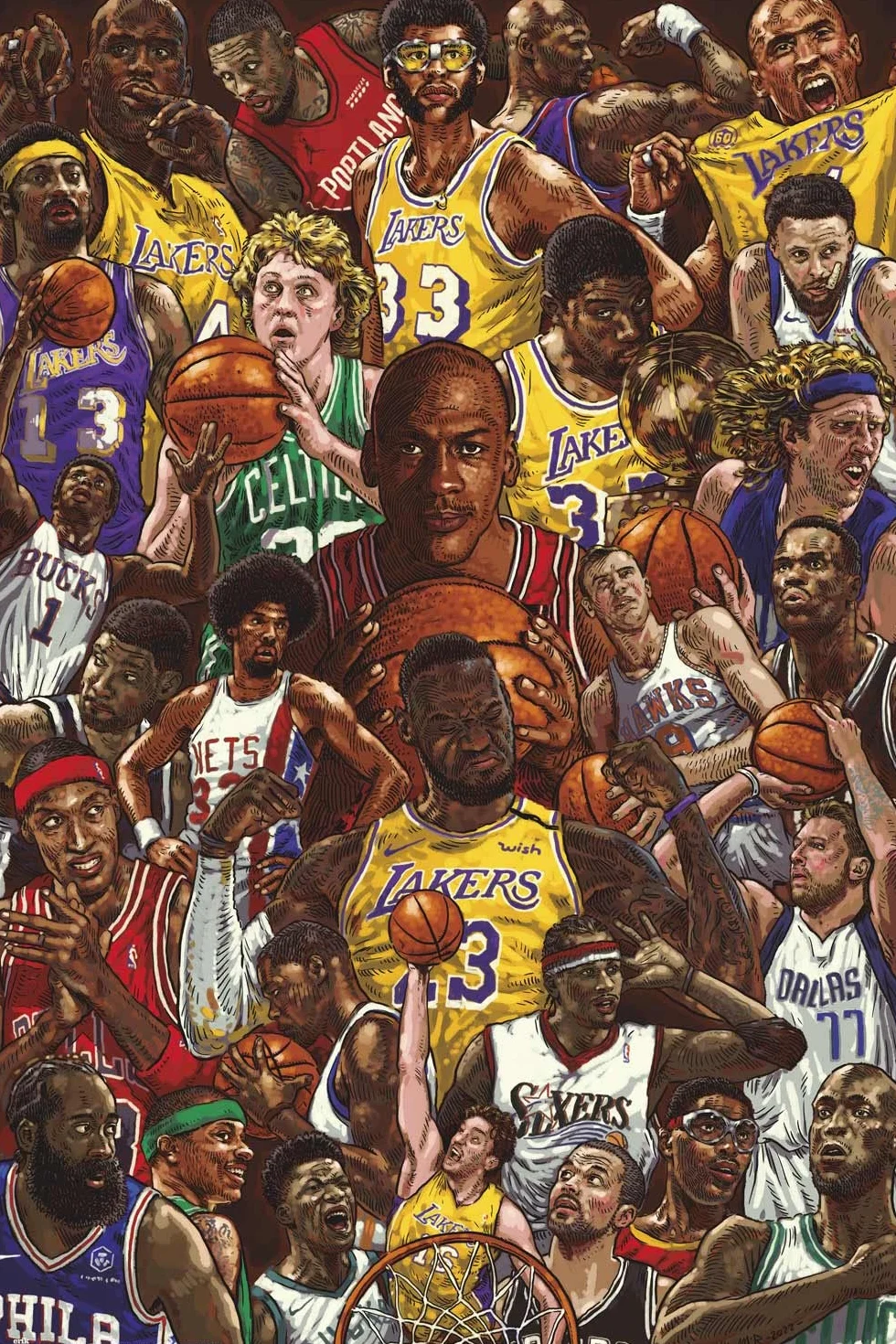 Grupo Erik Koszykówka Superstars plakat - 36 x 24 cale / 91,5 x 61 cm - wysyłka zwinięta - fajne plakaty - plakat artystyczny - plakaty i wydruki - plakaty ścienne
