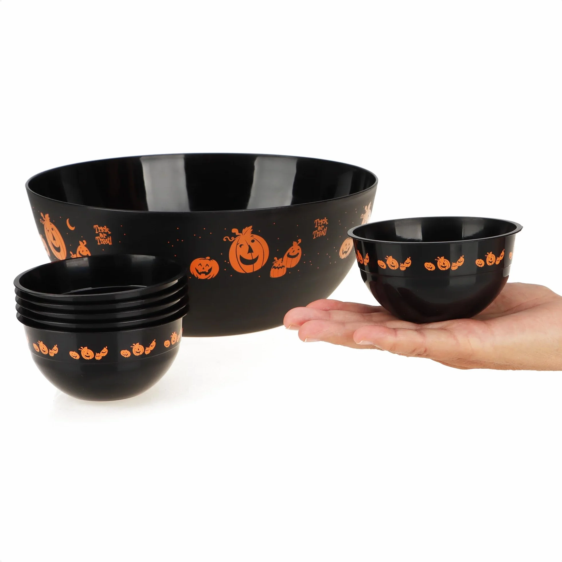 COM-FOUR® 7-częściowy zestaw misek na przekąski Halloween dynie