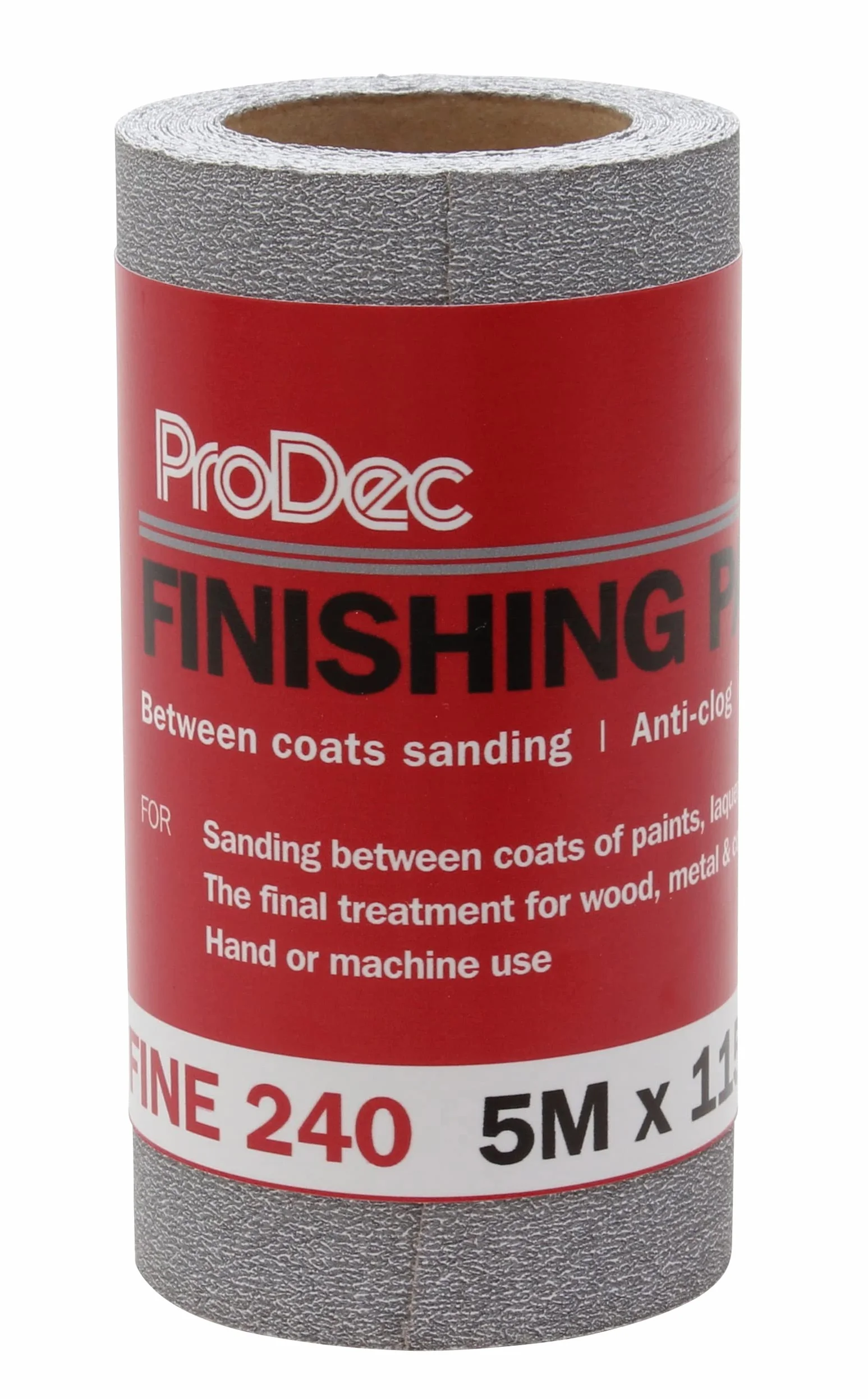 Papier wykończeniowy ProDec 5m Roll 240 Grit Fine Grade do szlifowania między warstwami i szlifowania samochodowego - rolka papieru ściernego o szerokości 115 mm