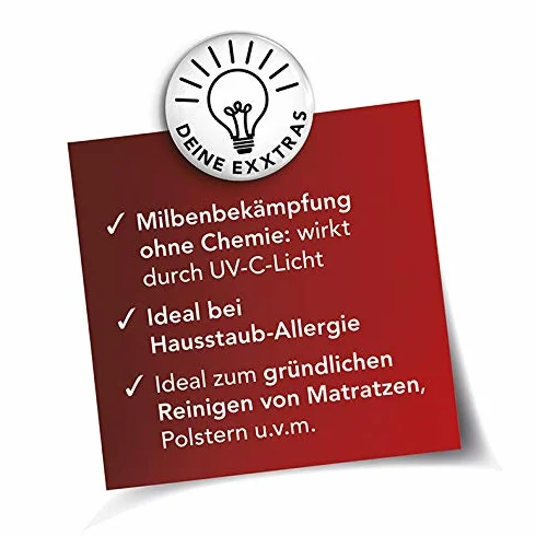 MAXXMEE Odkurzacz do roztoczy, filtr UVC i filtr EPA-11, do materaca, środek do czyszczenia materacy przeciw roztoczom, dla alergików, niszczy 99,9% wszystkich roztoczy, bakterii i pluskiew