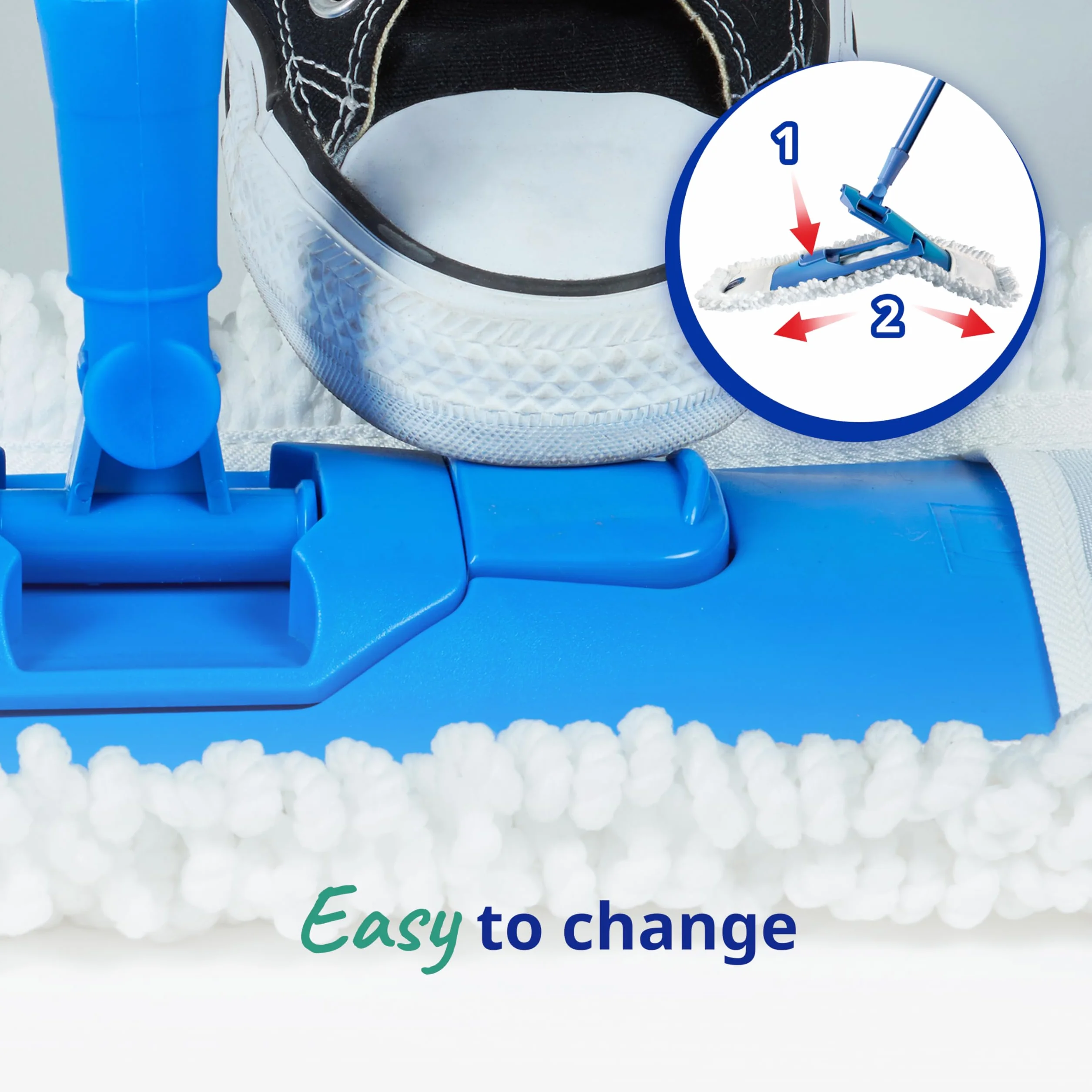 Spontex Bardzo płaski mop | wszechstronny mop z mikrofibry do mopa na mokro i sucho, regulowana długość (80-140 cm) | czyści podłogi laminowane, drewniane i płytki | 2 x wkłady do mopa